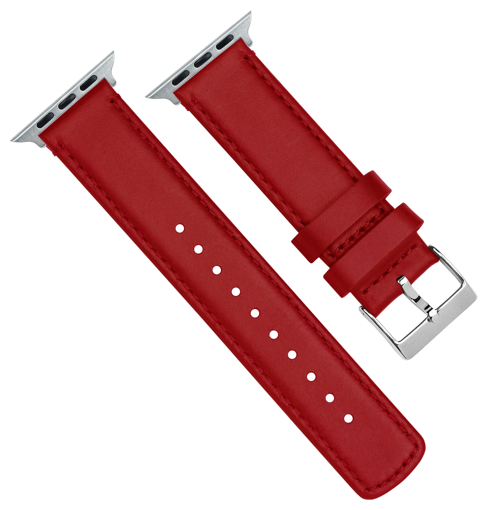 Apple Watch Red Leather Stitching Watch Band - Image 5