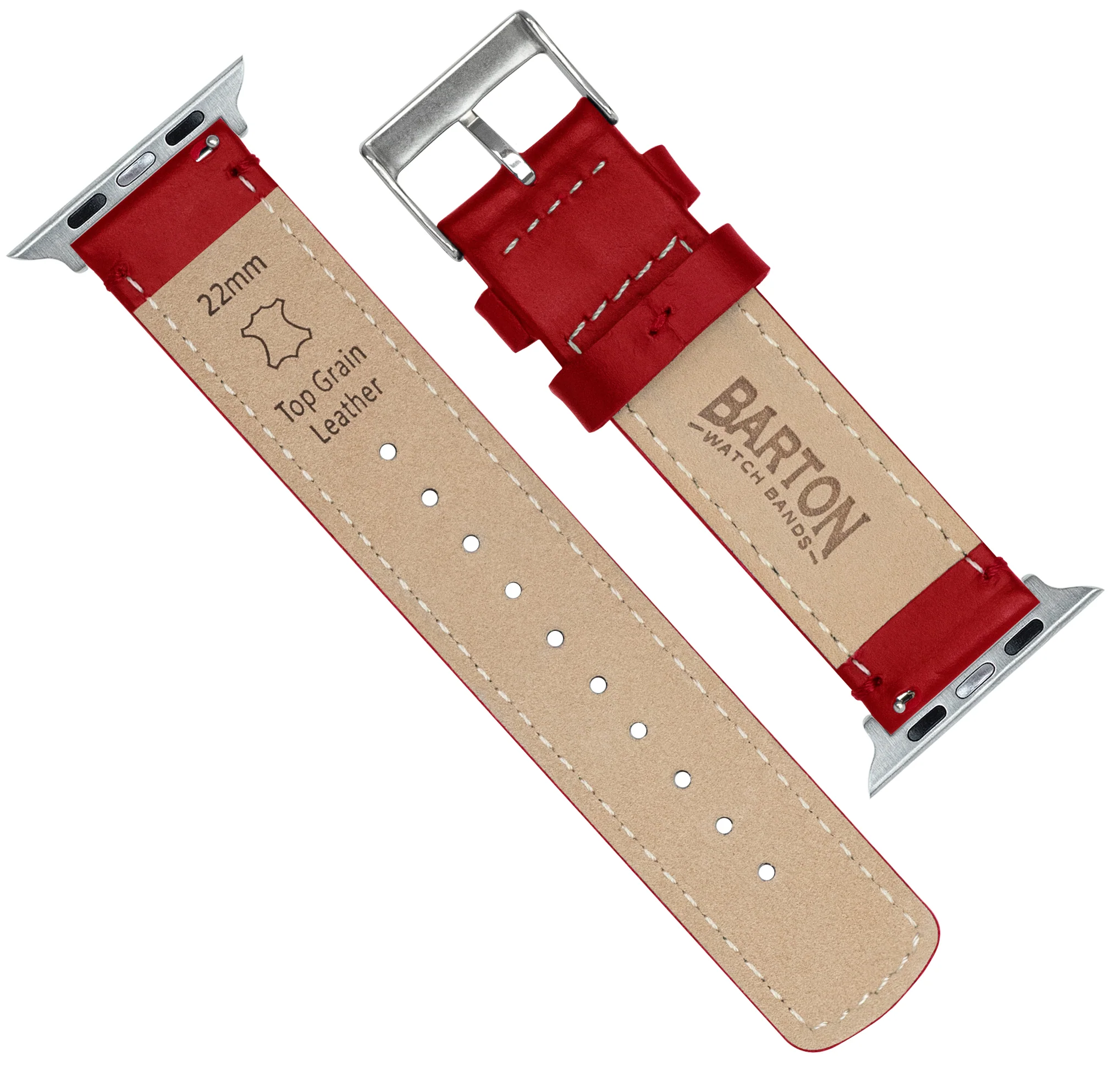 Apple Watch Red Leather Stitching Watch Band - Image 6
