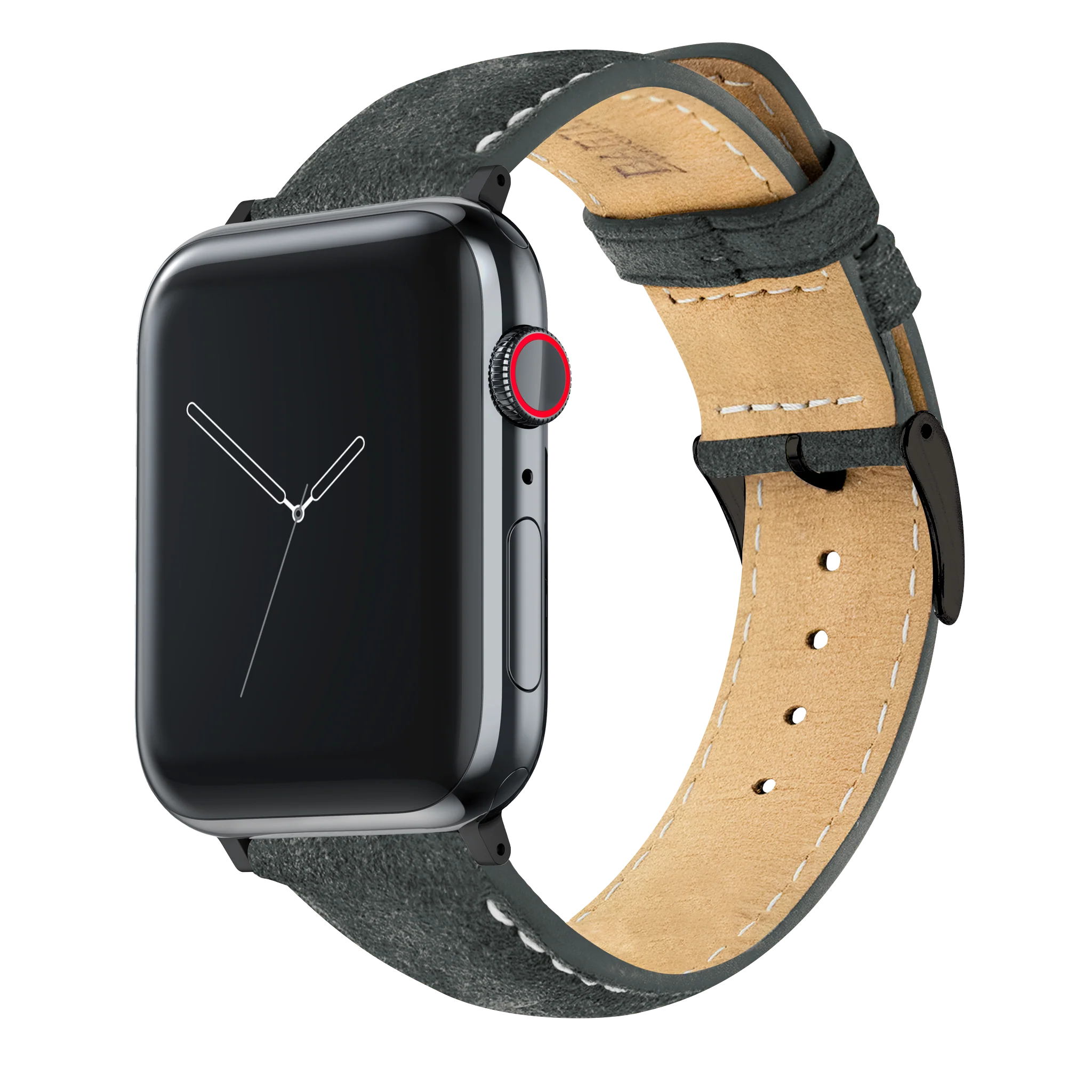 Apple Watch Slate Grey Italian Suede Linen White Stitching Watch Band - Image 3