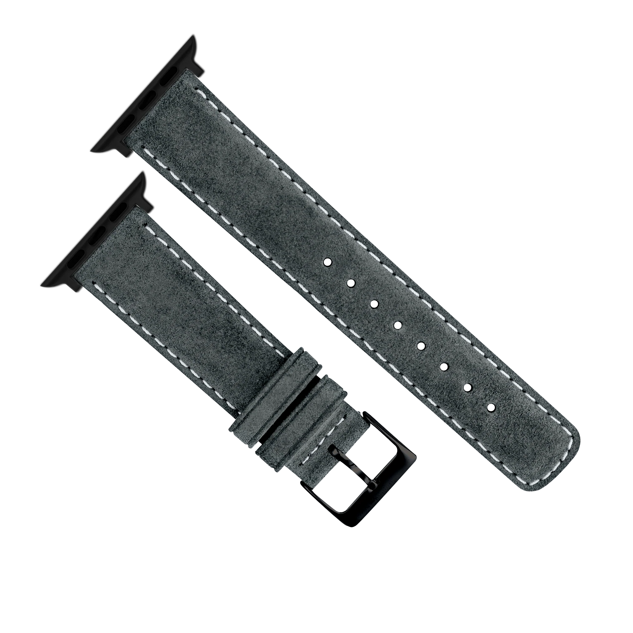 Apple Watch Slate Grey Italian Suede Linen White Stitching Watch Band - Image 6
