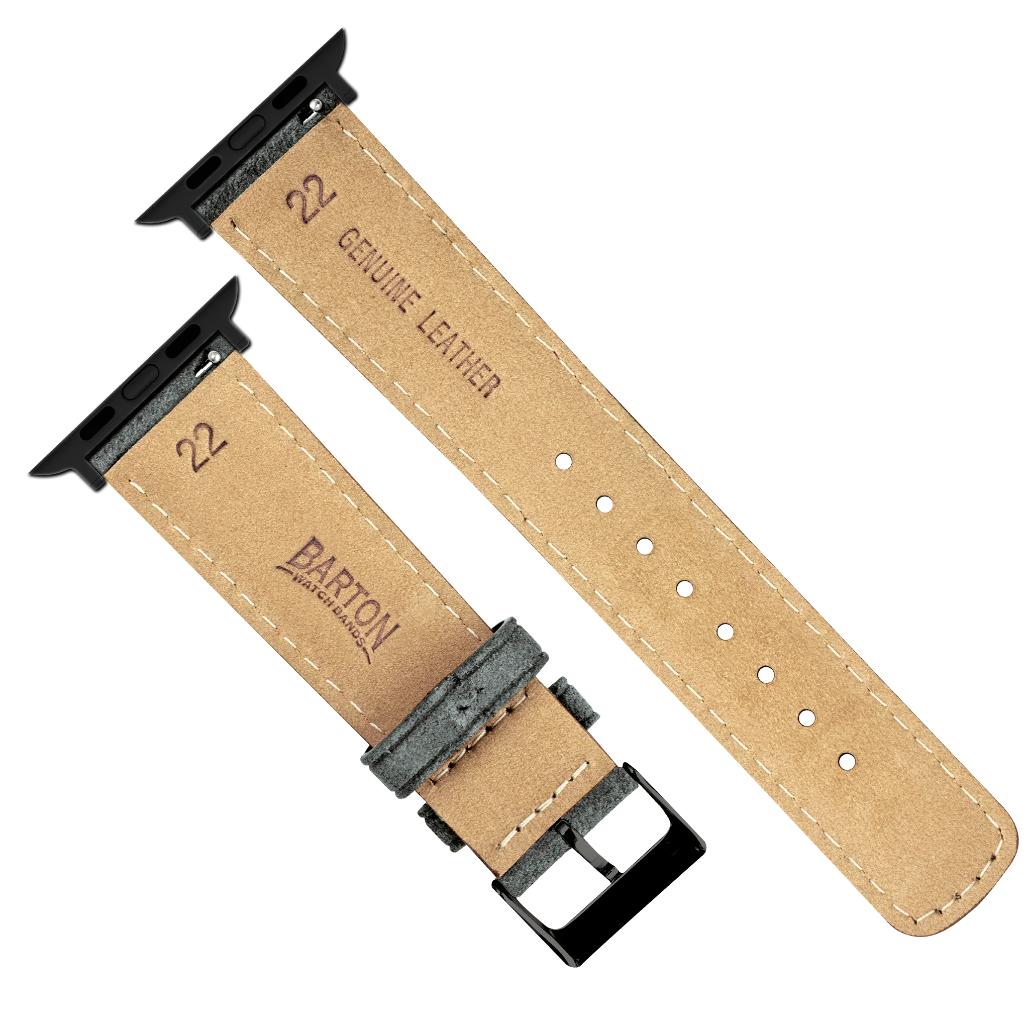 Apple Watch Slate Grey Italian Suede Linen White Stitching Watch Band - Image 8
