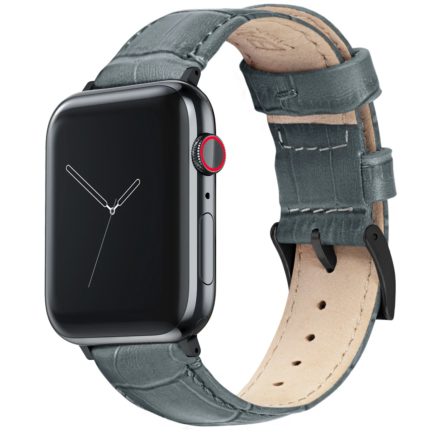 Apple Watch Smoke Grey Alligator Grain Leather Watch Band - Image 2