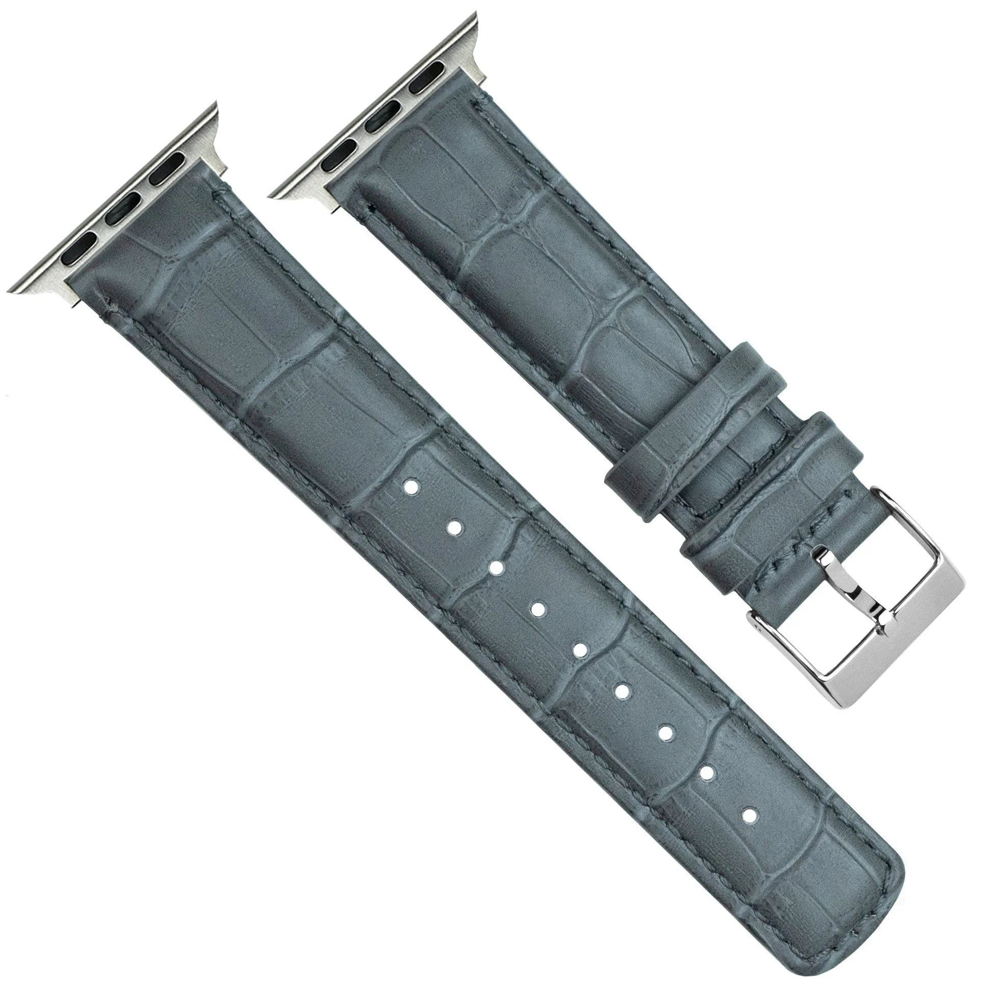 Apple Watch Smoke Grey Alligator Grain Leather Watch Band - Image 3