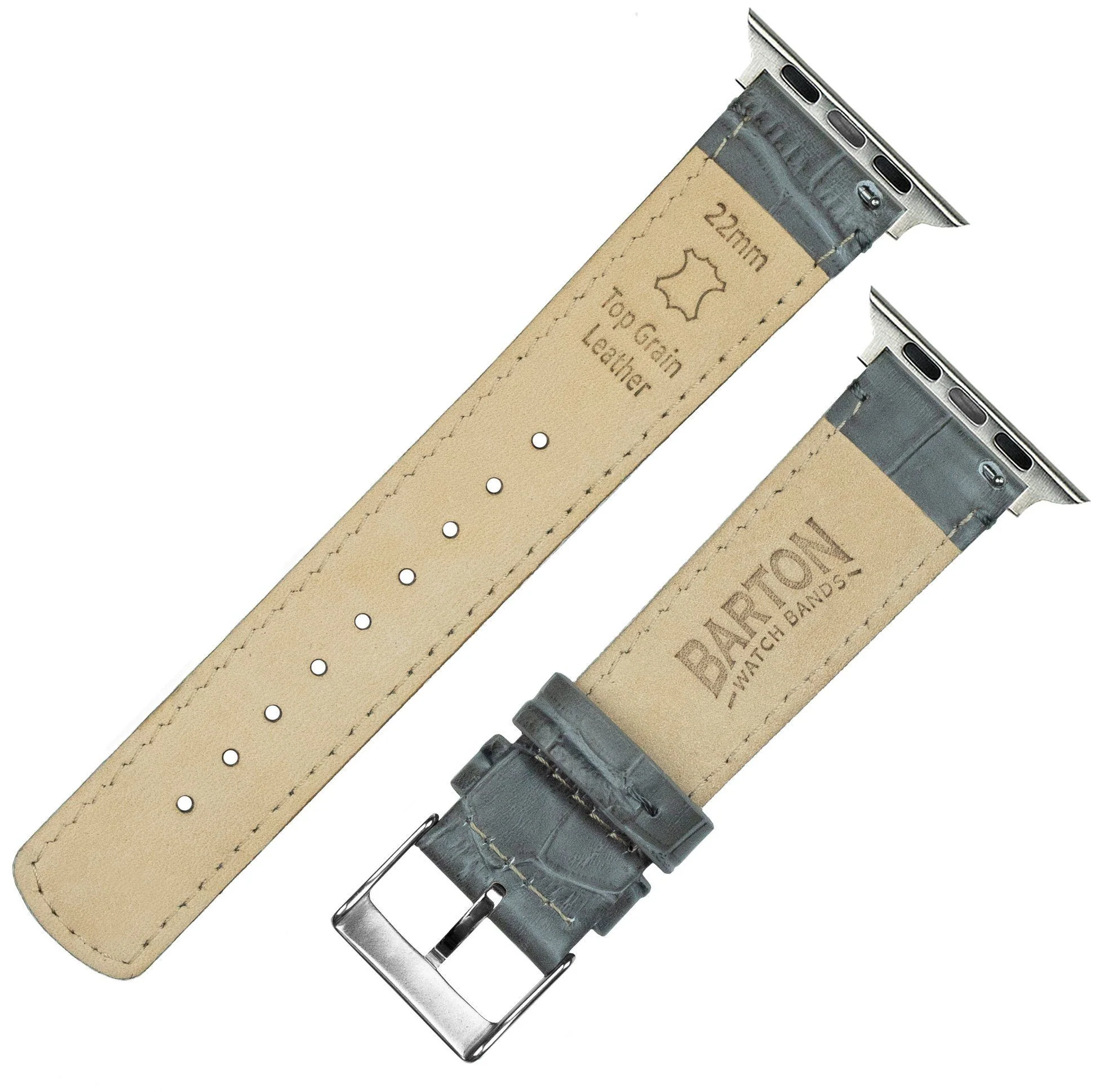 Apple Watch Smoke Grey Alligator Grain Leather Watch Band - Image 4