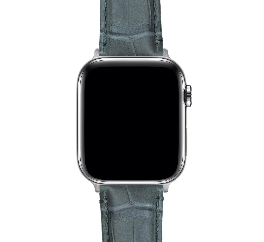 Apple Watch Smoke Grey Alligator Grain Leather Watch Band - Image 5