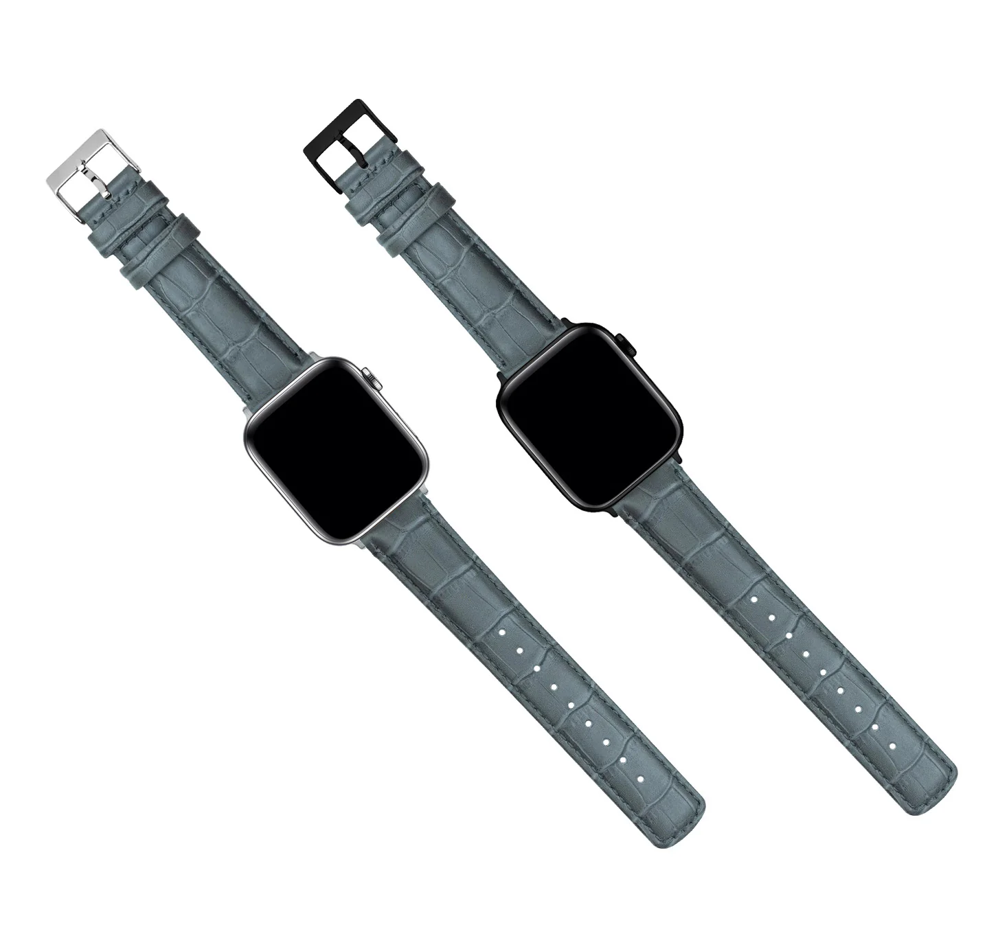 Apple Watch Smoke Grey Alligator Grain Leather Watch Band - Image 7