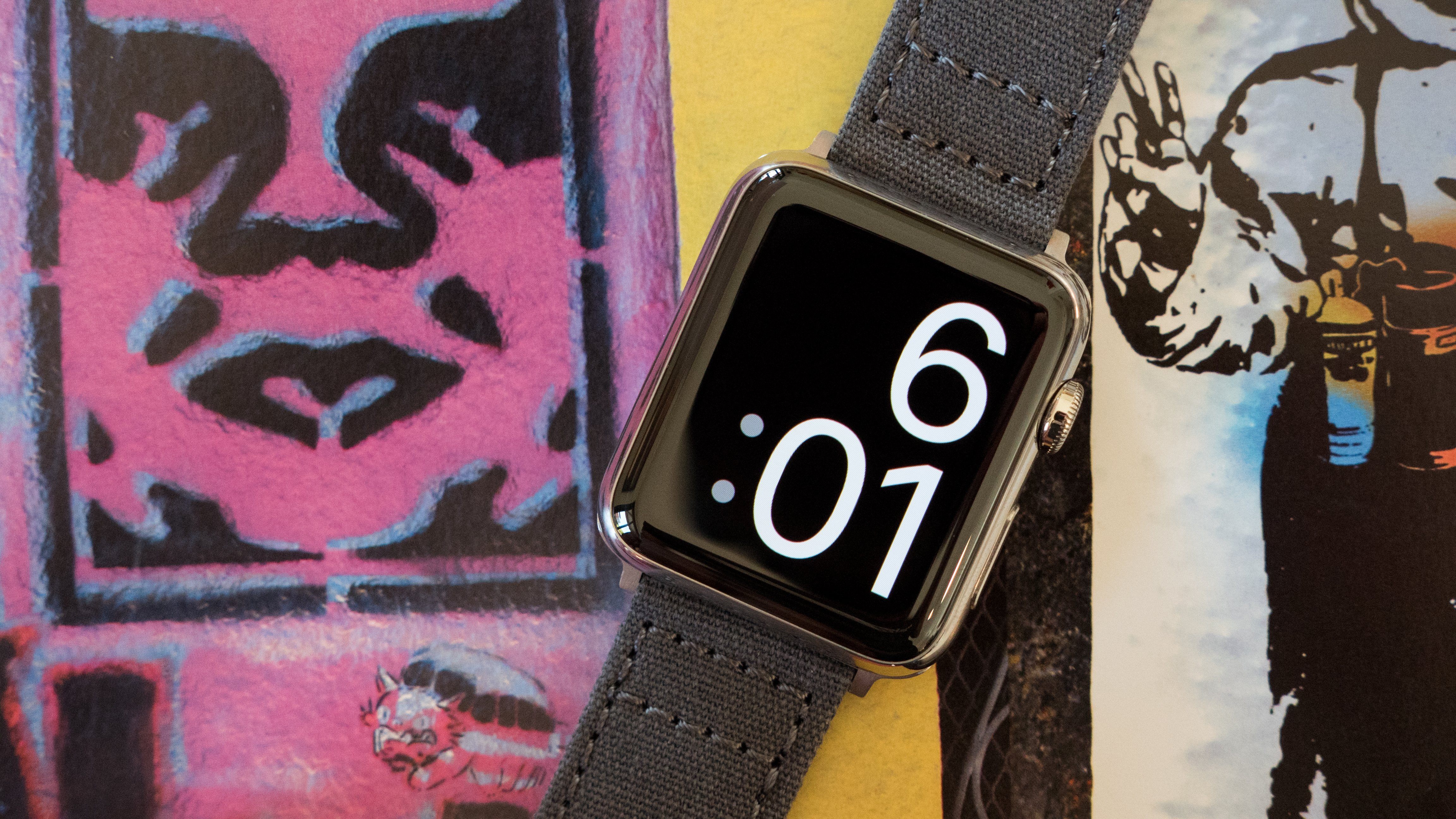 Apple Watch Smoke Grey Canvas Watch Band - Image 3