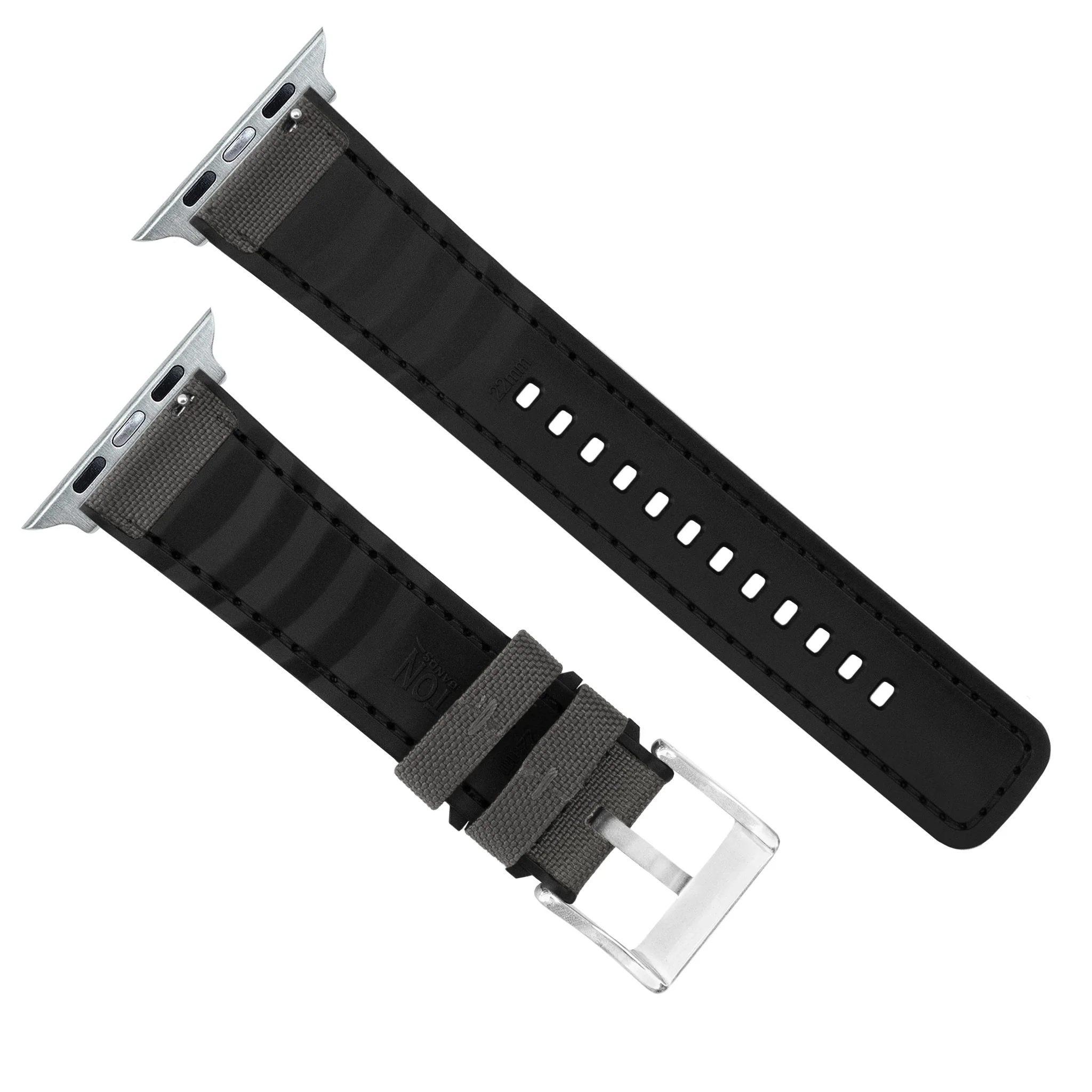 Apple Watch Smoke Grey Cordura Fabric And Silicone Hybrid Watch Band - Image 9