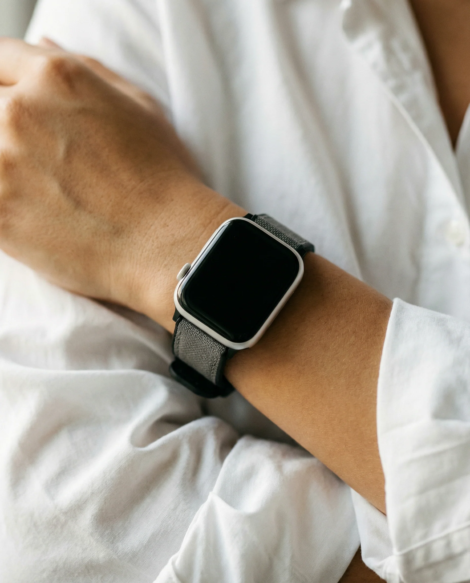 Apple Watch Smoke Grey Cordura Fabric And Silicone Hybrid Watch Band (Women's) - Image 3