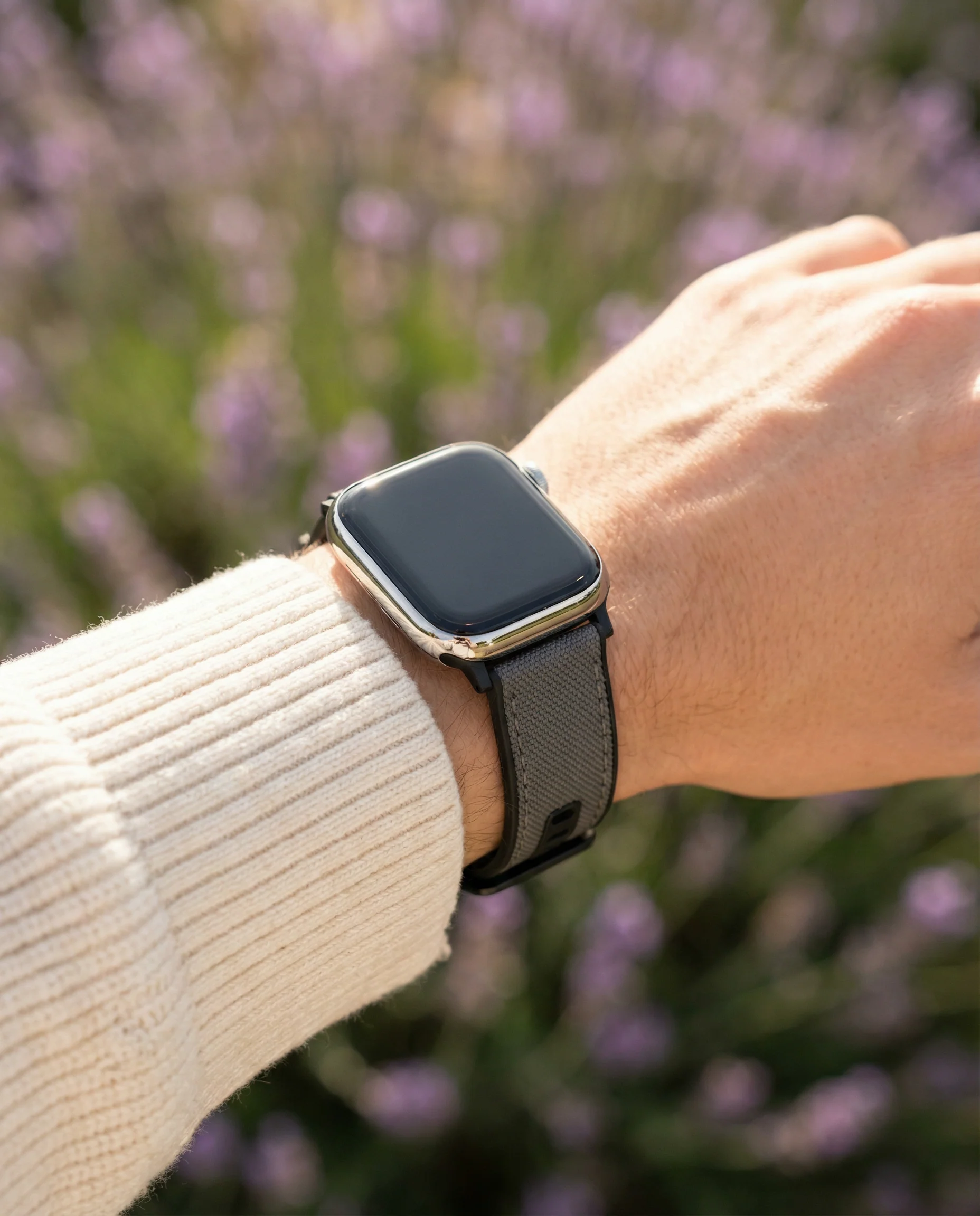 Apple Watch Smoke Grey Cordura Fabric And Silicone Hybrid Watch Band (Women's) - Image 4