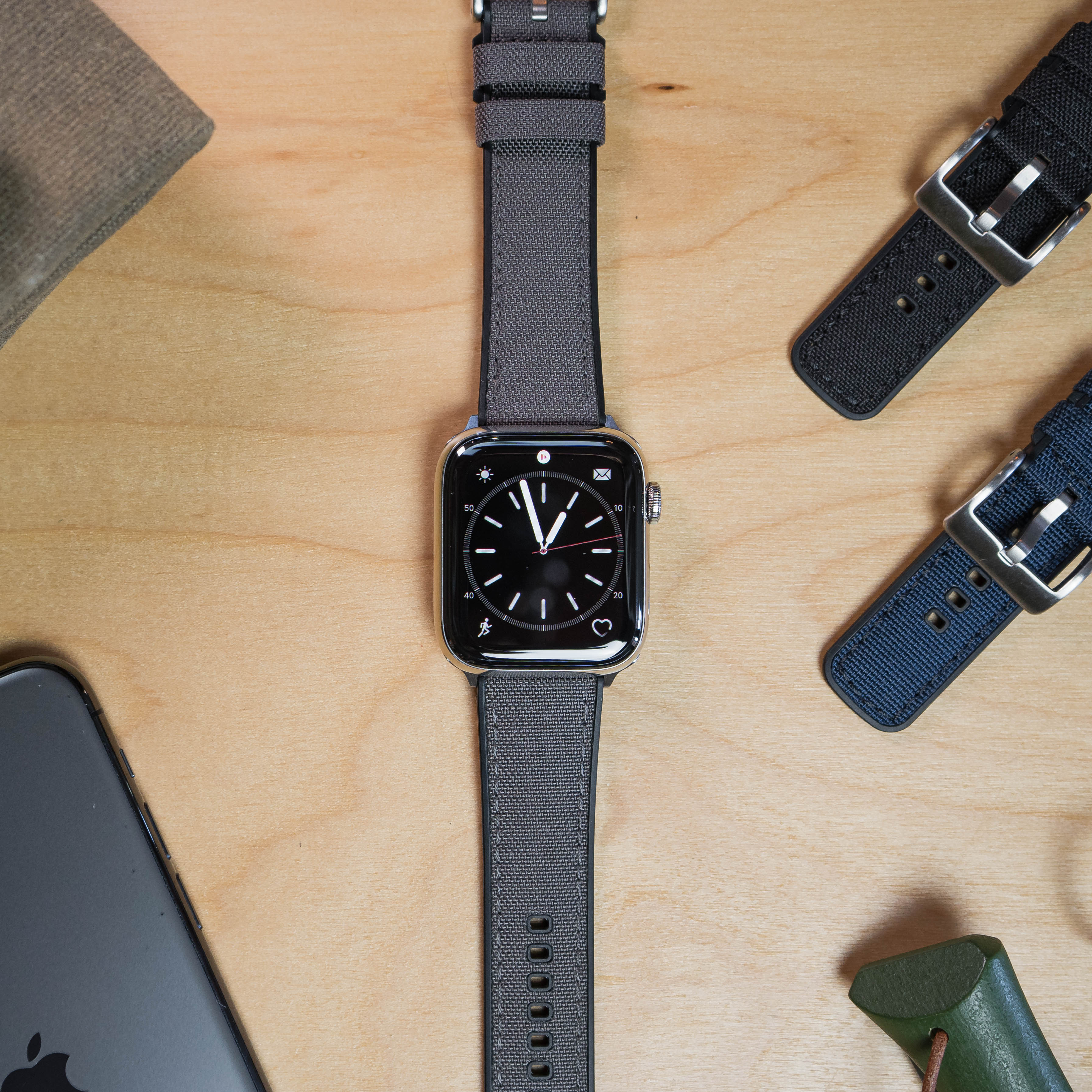 Apple Watch Smoke Grey Cordura Fabric And Silicone Hybrid Watch Band - Image 4