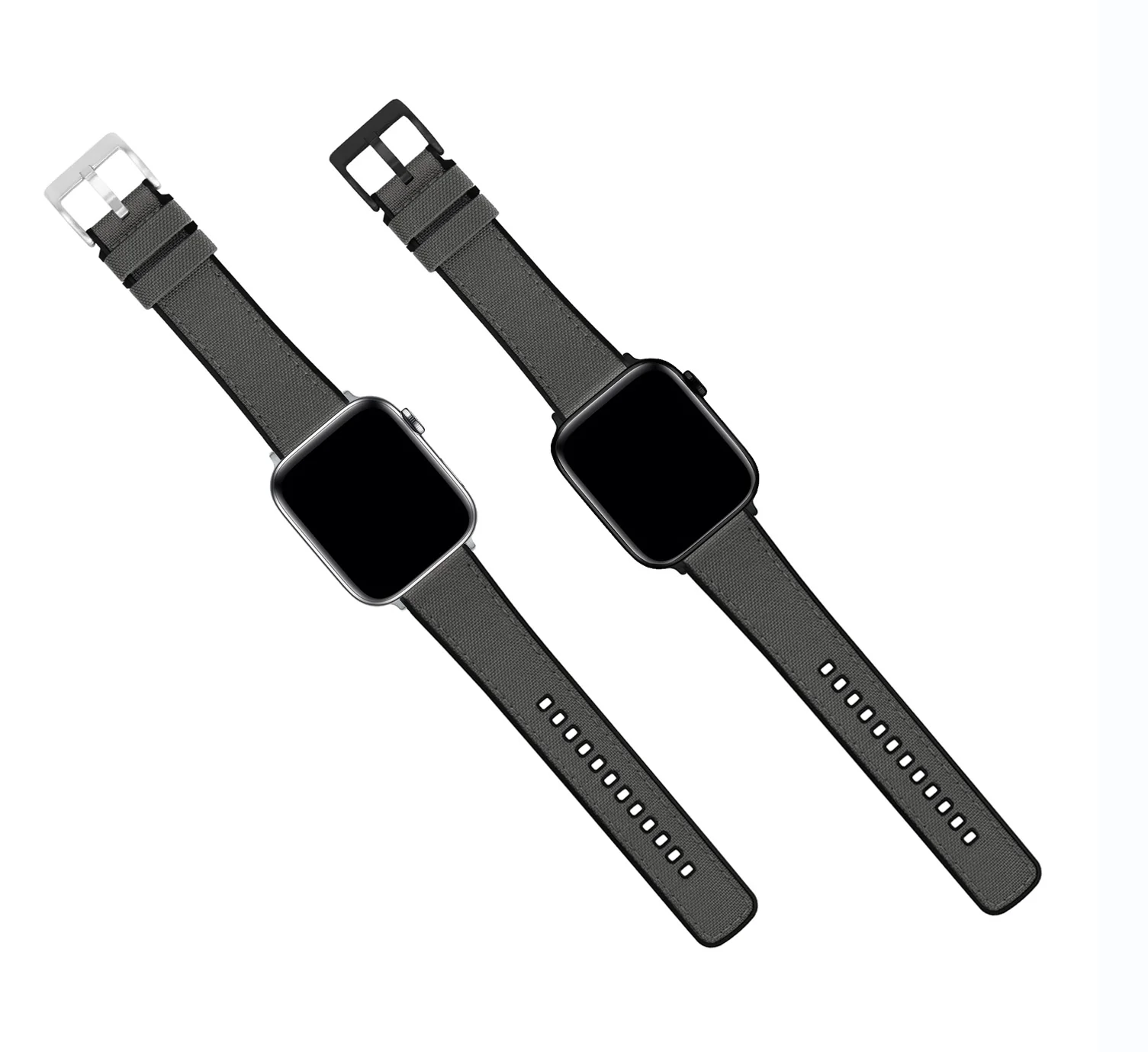 Apple Watch Smoke Grey Cordura Fabric And Silicone Hybrid Watch Band - Image 5