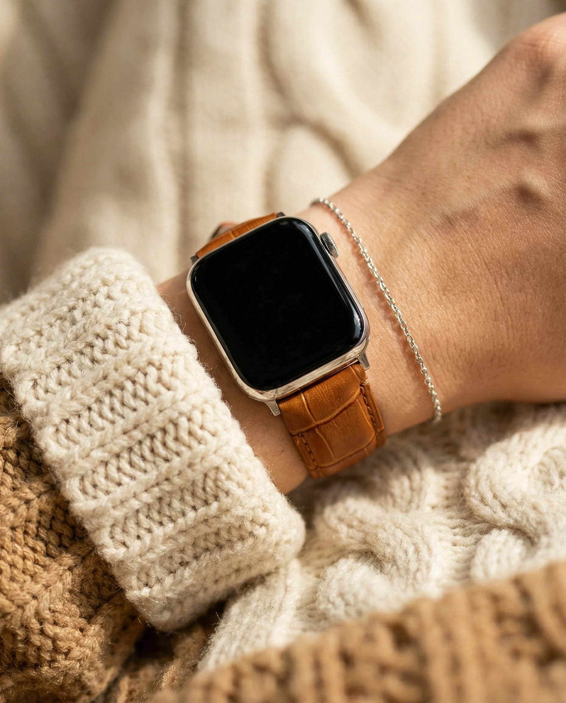 Apple Watch Toffee Brown Alligator Grain Leather Watch Band (Women's) - Image 2