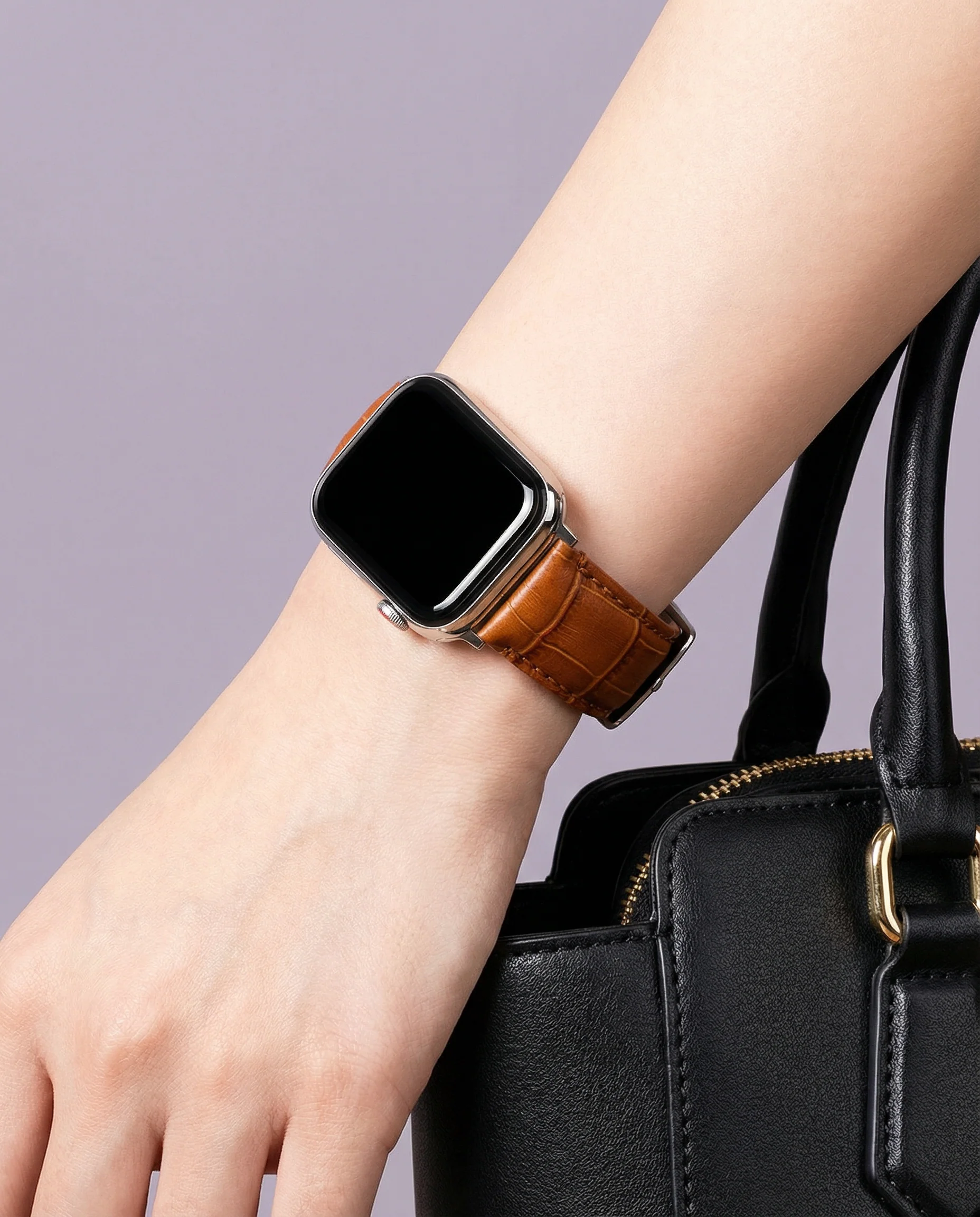 Apple Watch Toffee Brown Alligator Grain Leather Watch Band (Women's) - Image 3