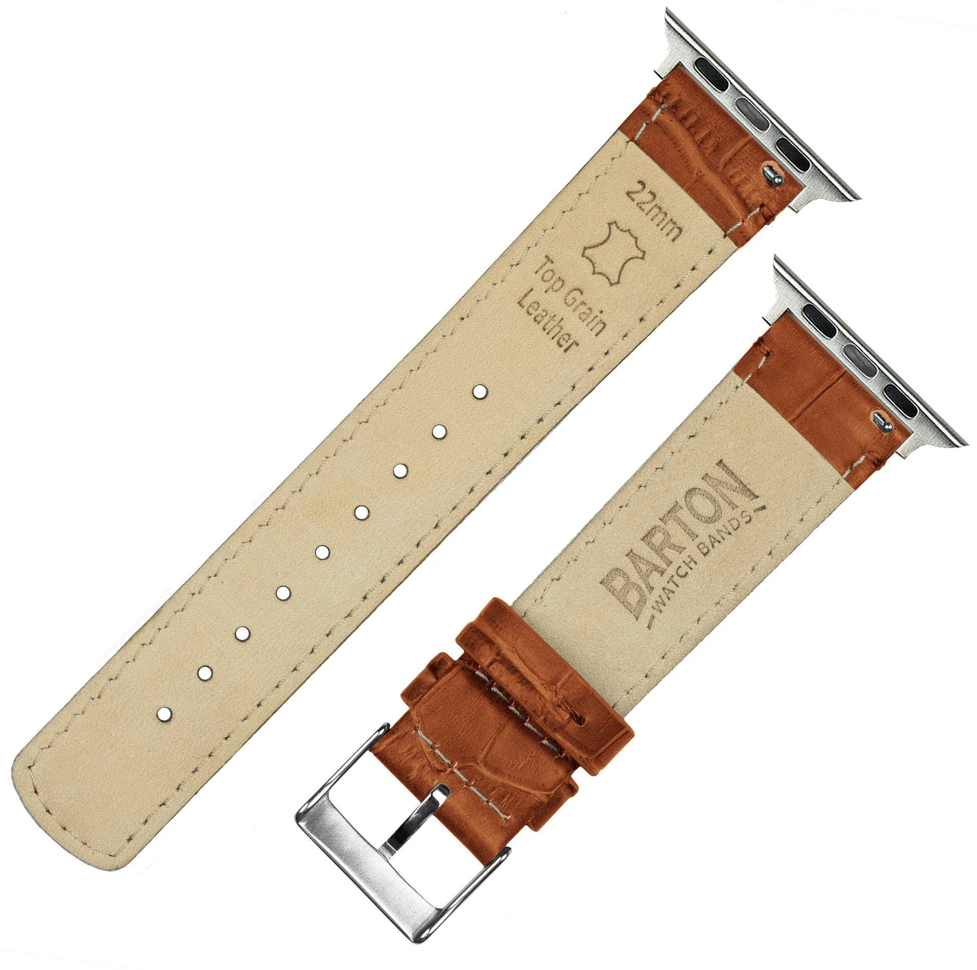 Apple Watch Toffee Brown Alligator Grain Leather Watch Band - Image 6