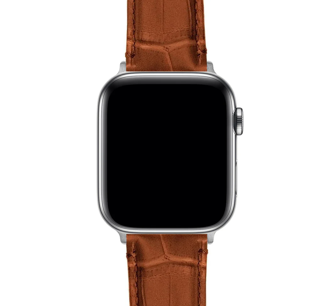 Apple Watch Toffee Brown Alligator Grain Leather Watch Band - Image 7