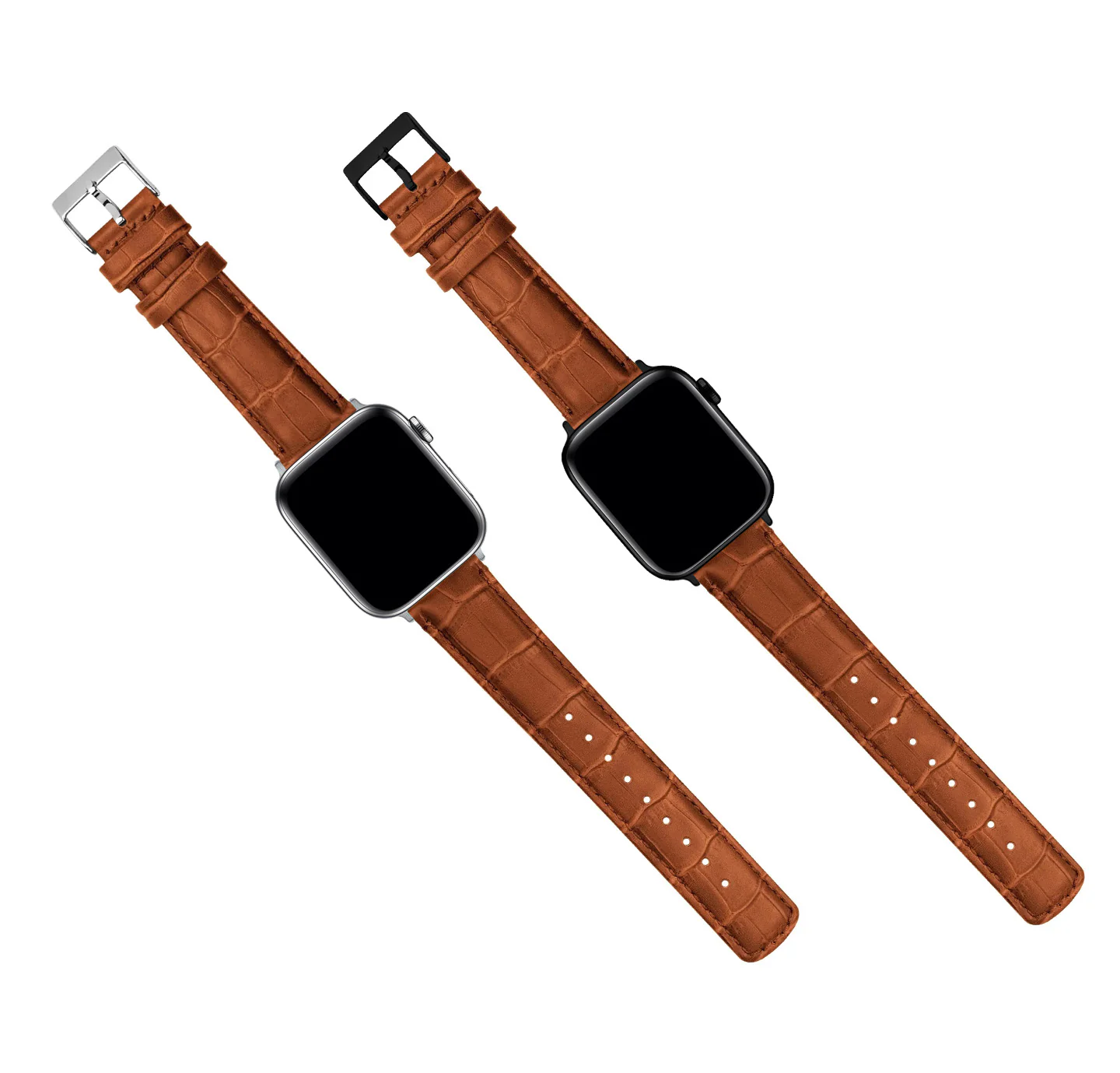 Apple Watch Toffee Brown Alligator Grain Leather Watch Band - Image 9
