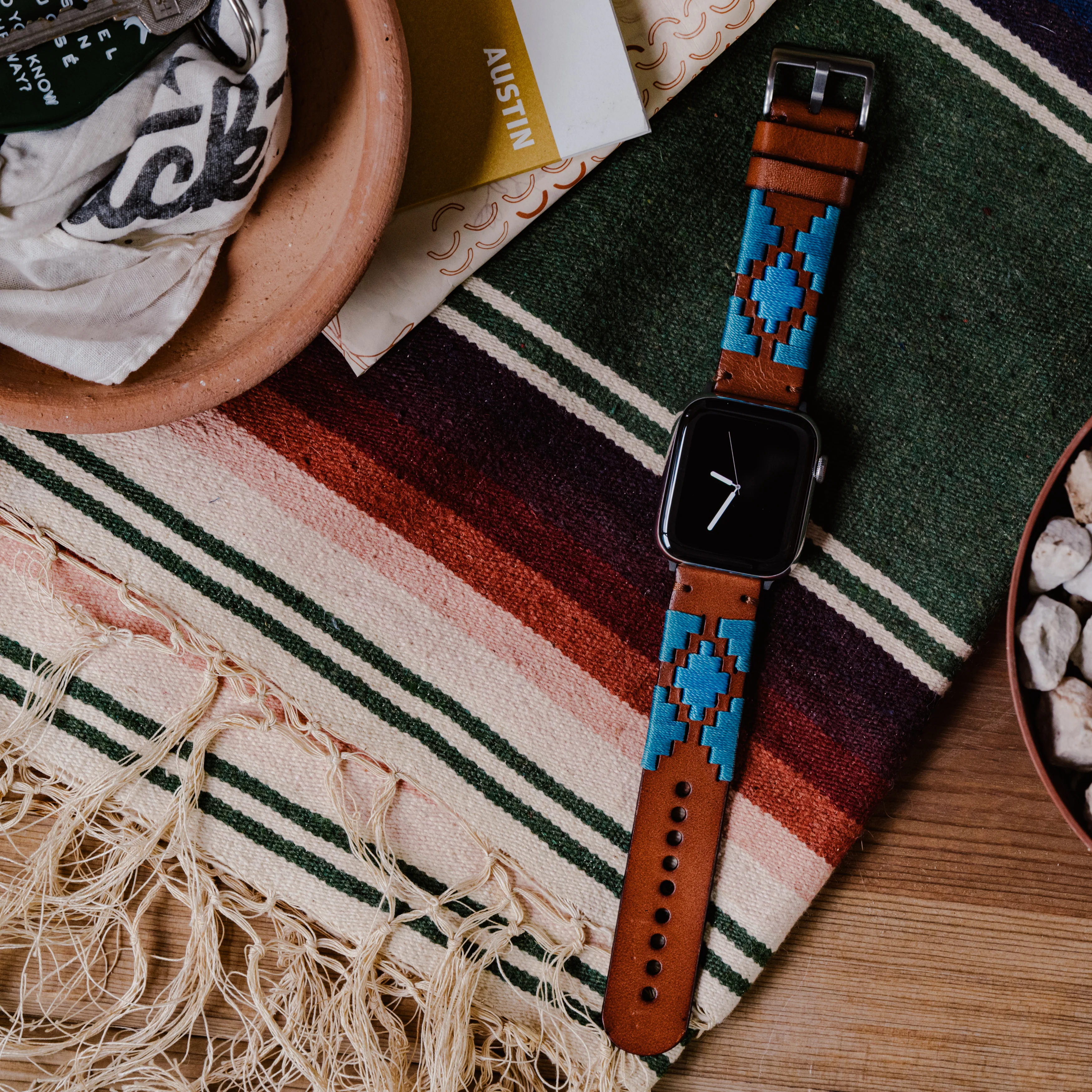 Apple Watch Turquoise Sky Blue Gaucho Watch Band - Image 2