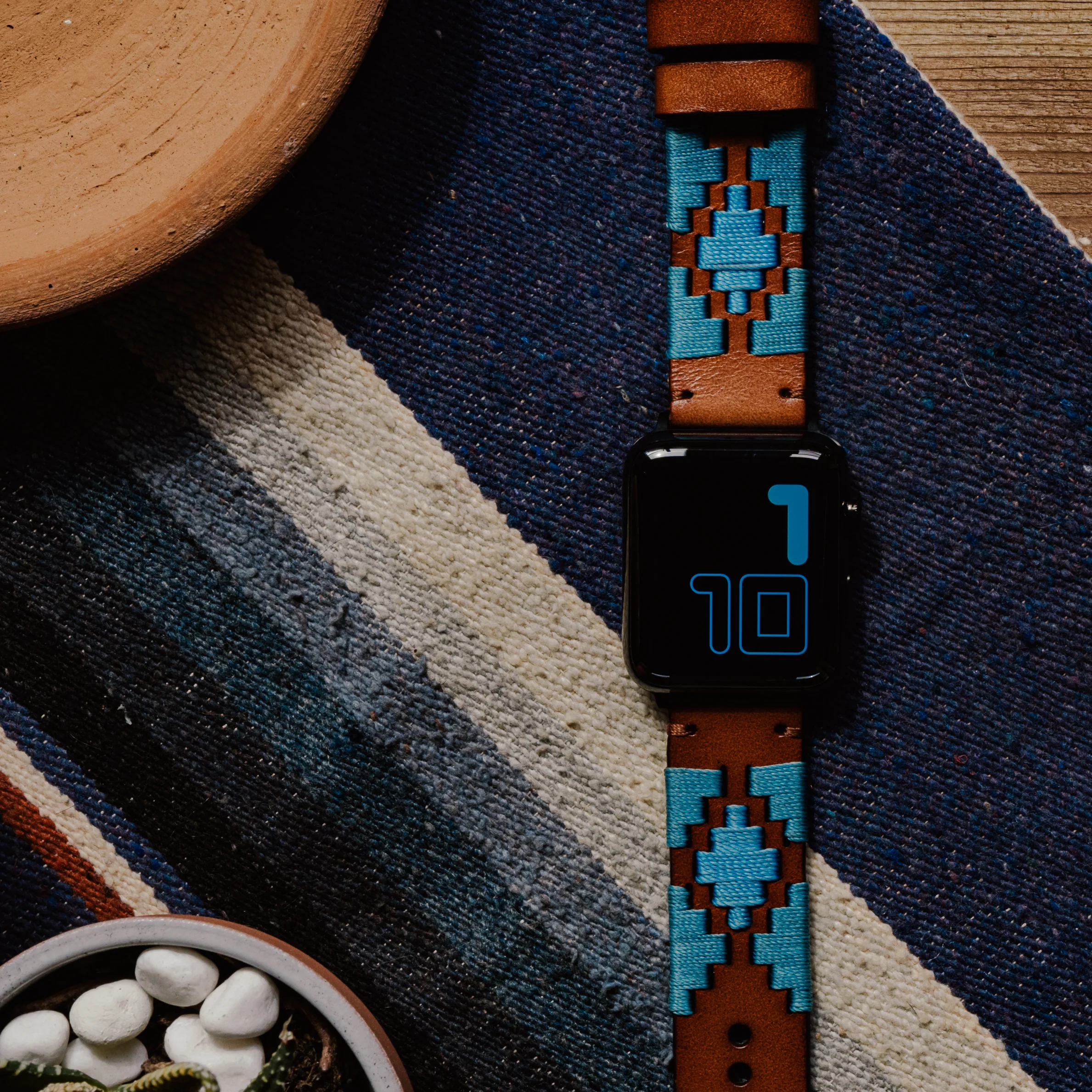 Apple Watch Turquoise Sky Blue Gaucho Watch Band - Image 4