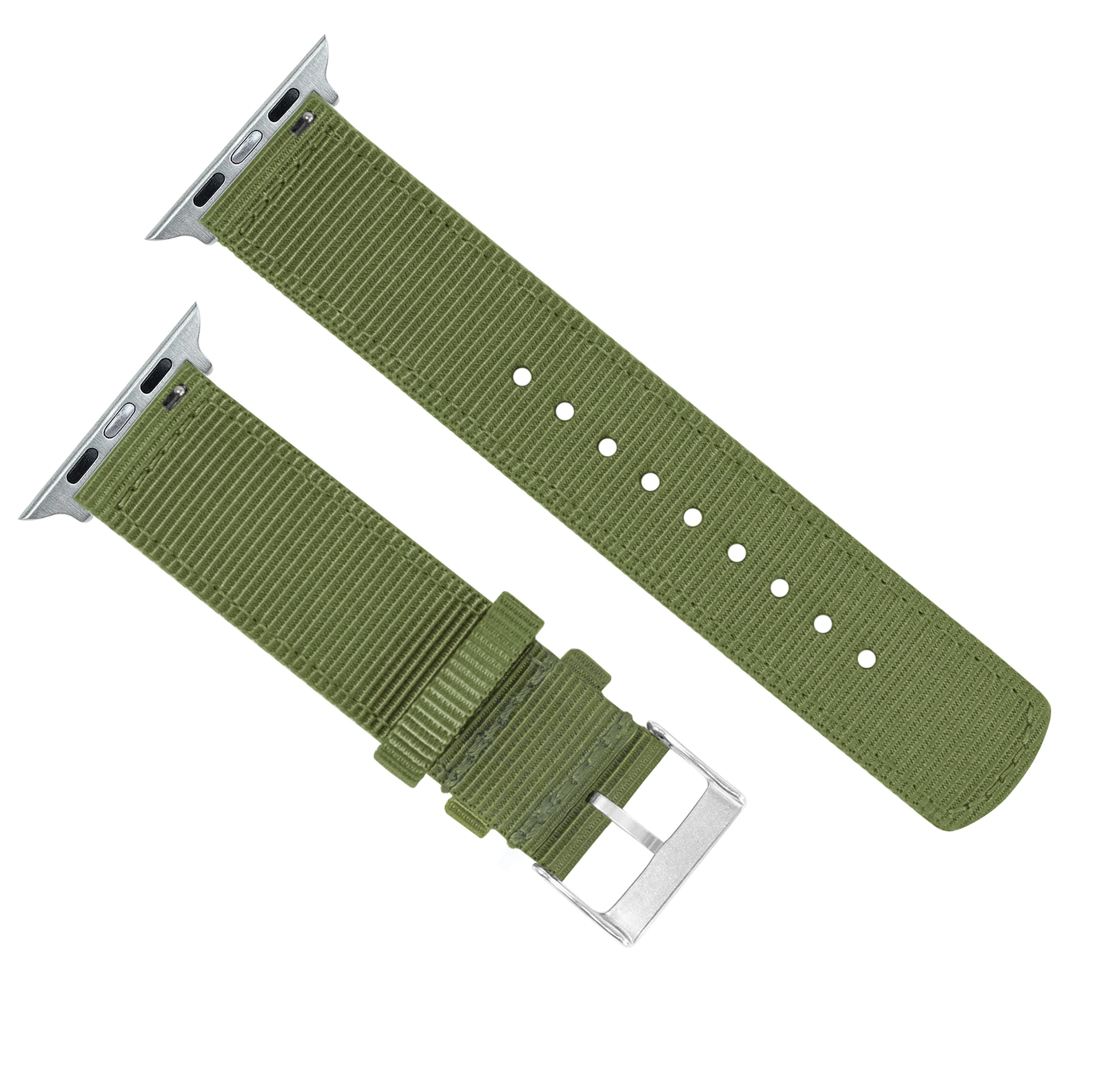 Apple Watch Two Piece NATO® style Army Green Watch Band - Image 11