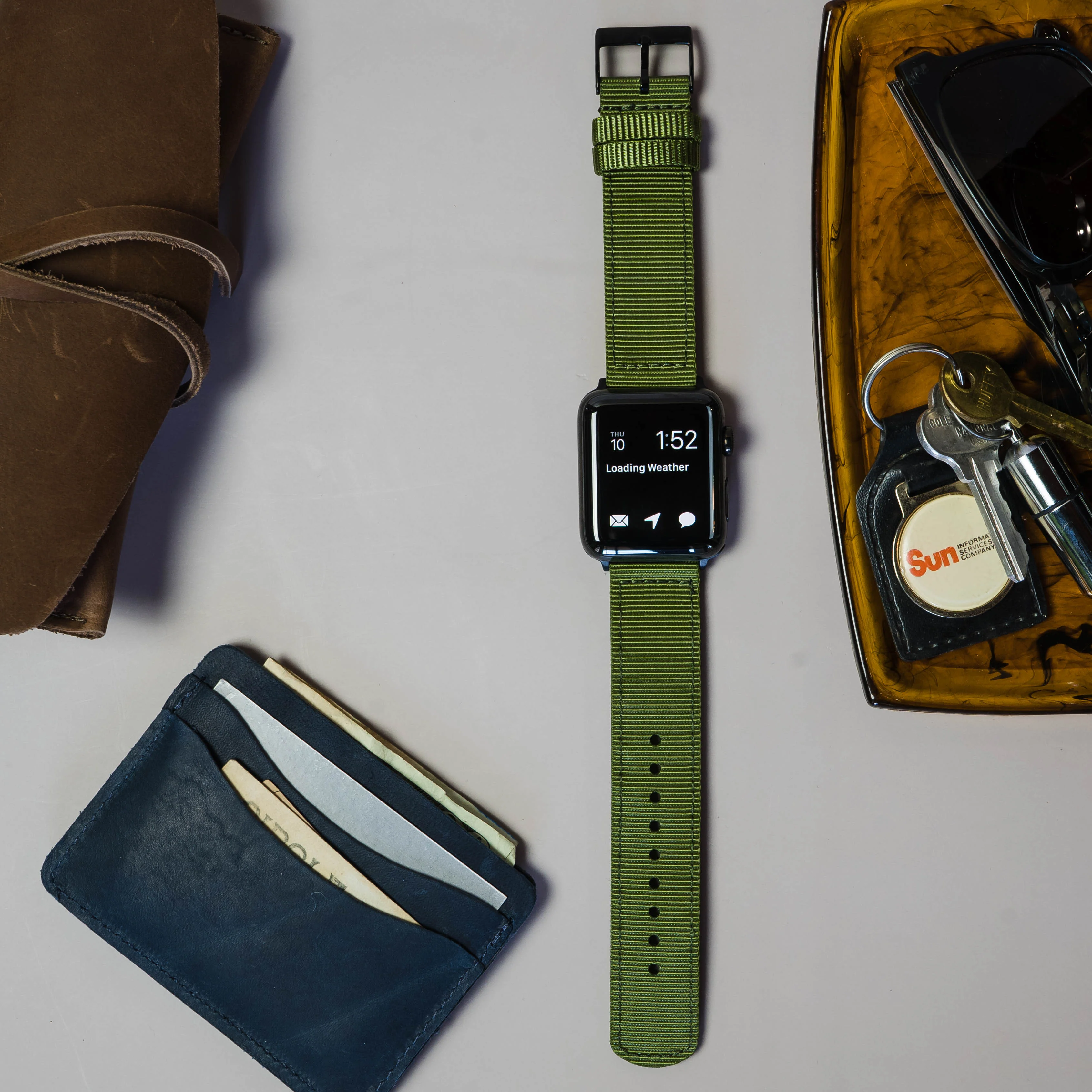 Apple Watch Two Piece NATO® style Army Green Watch Band - Image 4