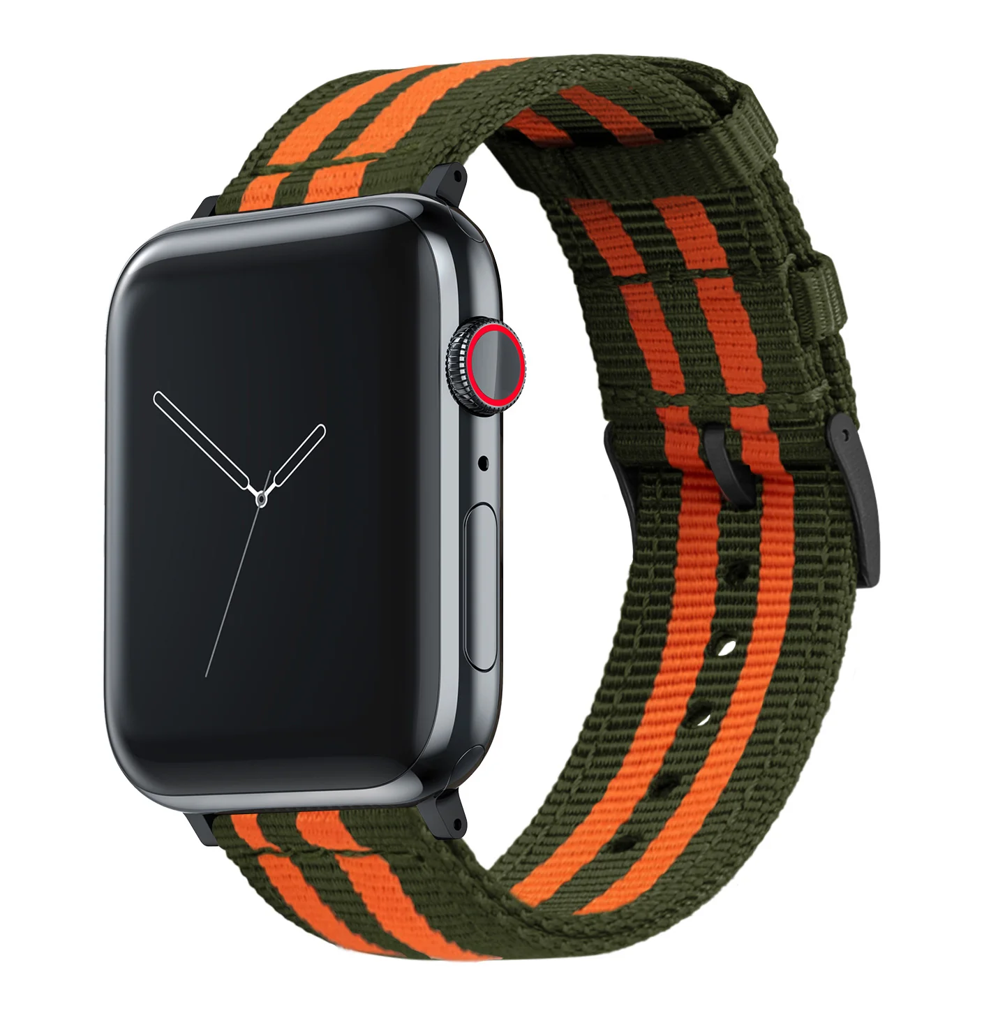 Apple Watch Two Piece NATO® style Army Green Orange Watch Band - Image 2