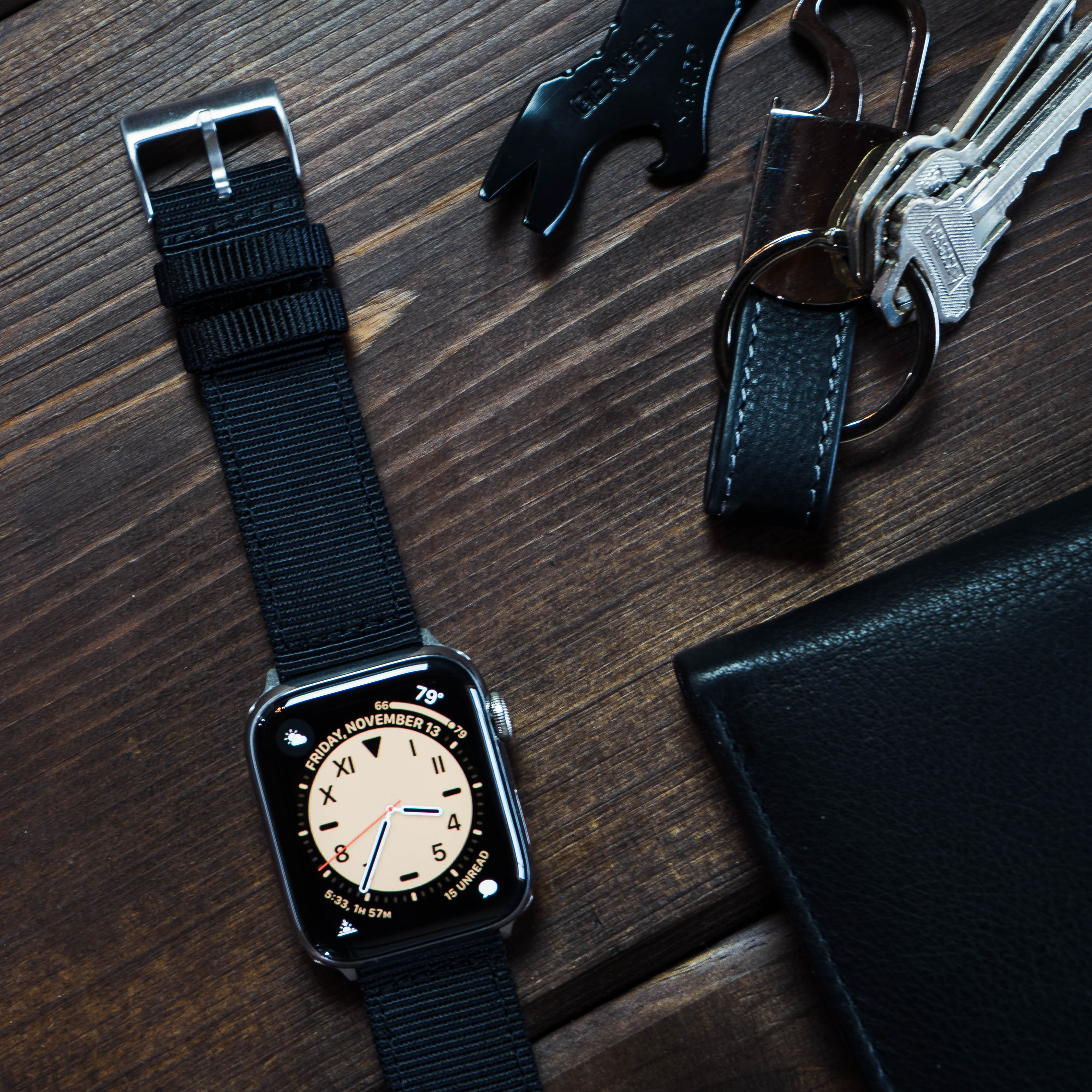 Apple Watch Two Piece NATO® style Black Watch Band - Image 3
