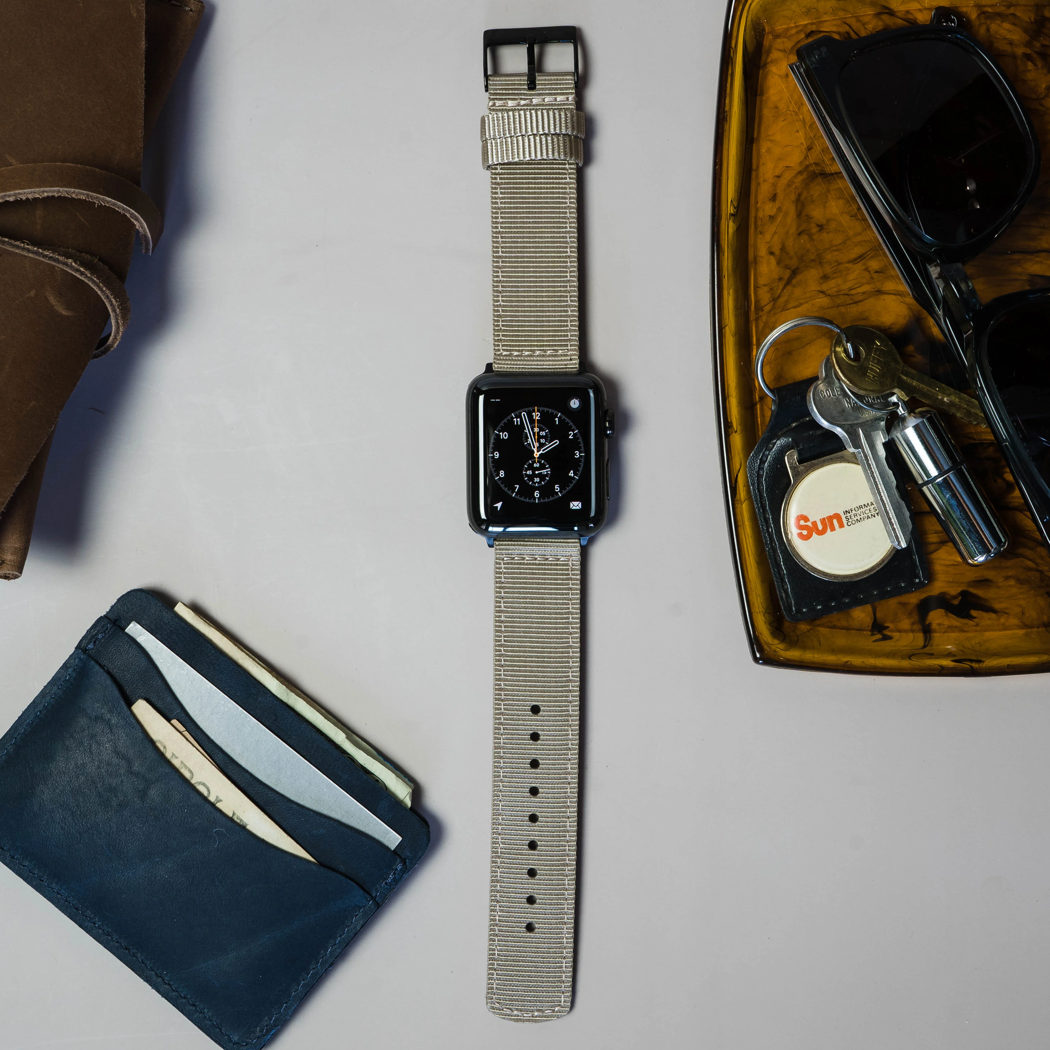 Apple Watch Two Piece NATO® style Khaki Tan Watch Band - Image 3