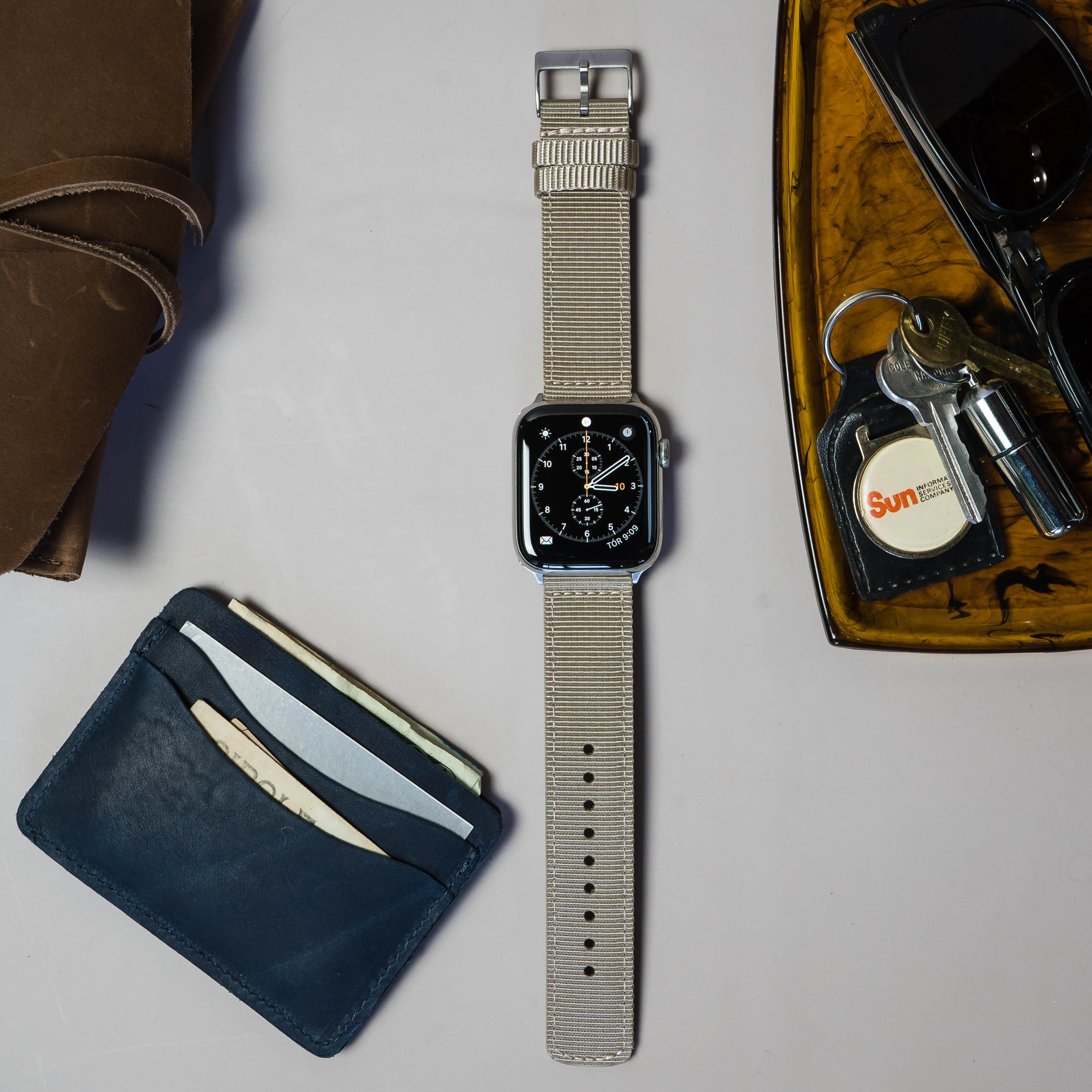 Apple Watch Two Piece NATO® style Khaki Tan Watch Band - Image 4
