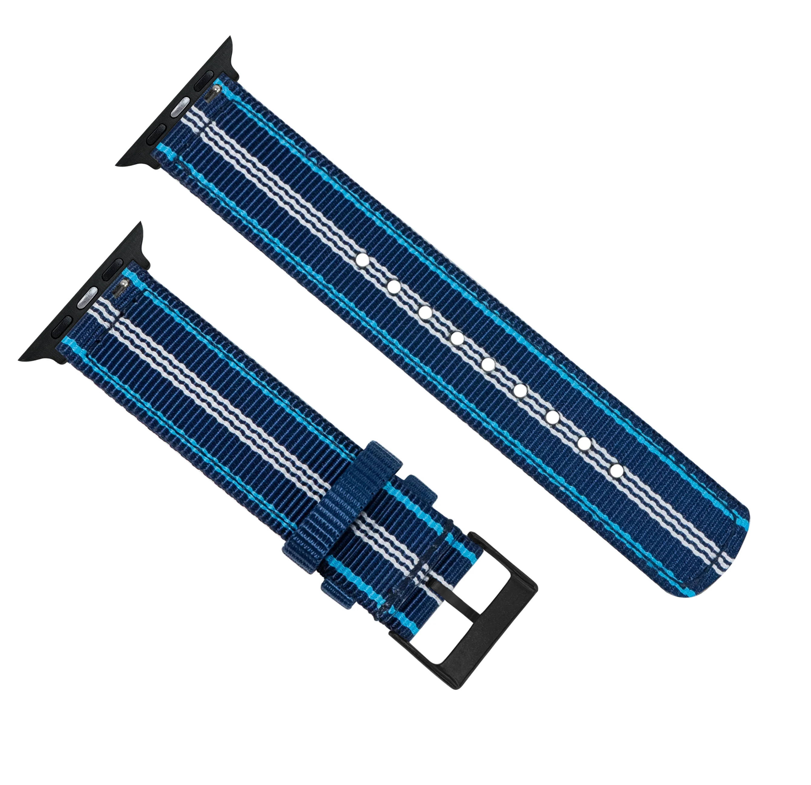 Apple Watch Two Piece NATO® style Navy Aqua Blue Watch Band - Image 11