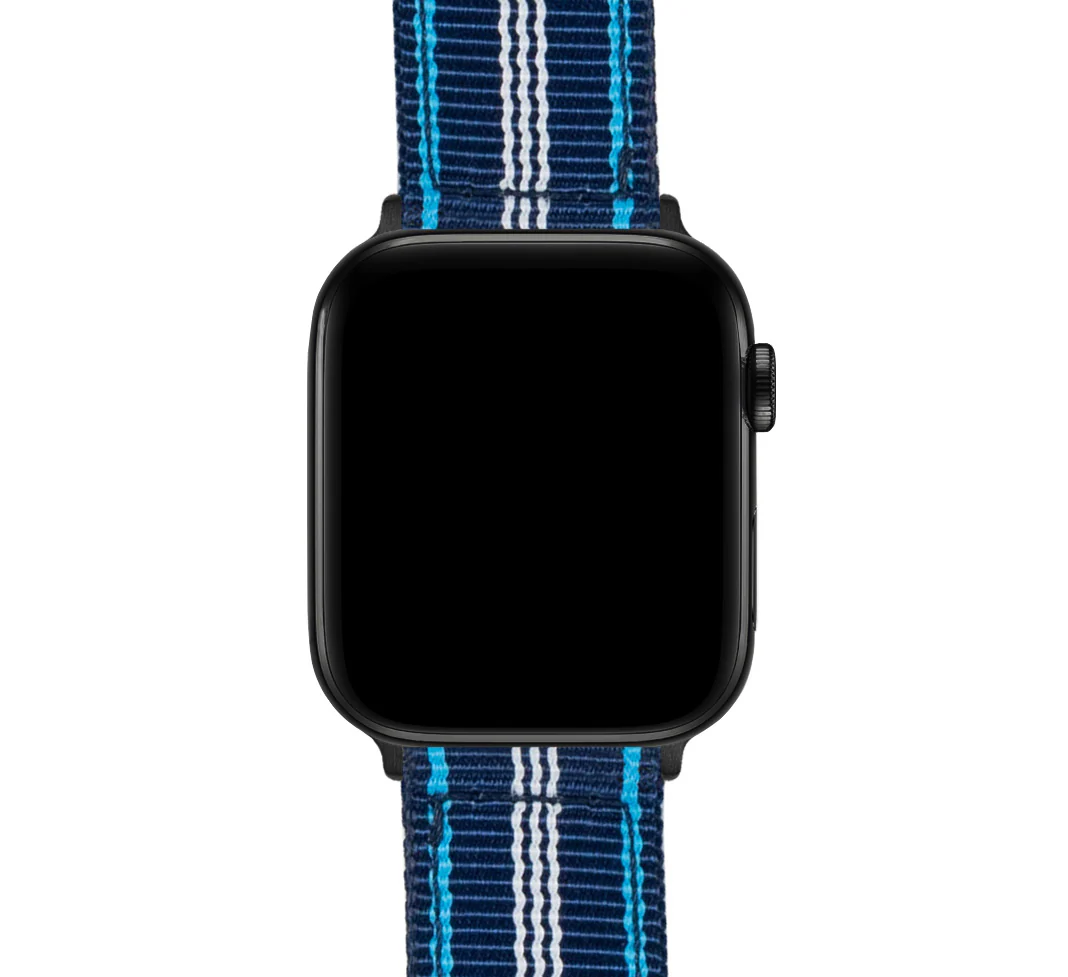Apple Watch Two Piece NATO® style Navy Aqua Blue Watch Band - Image 7