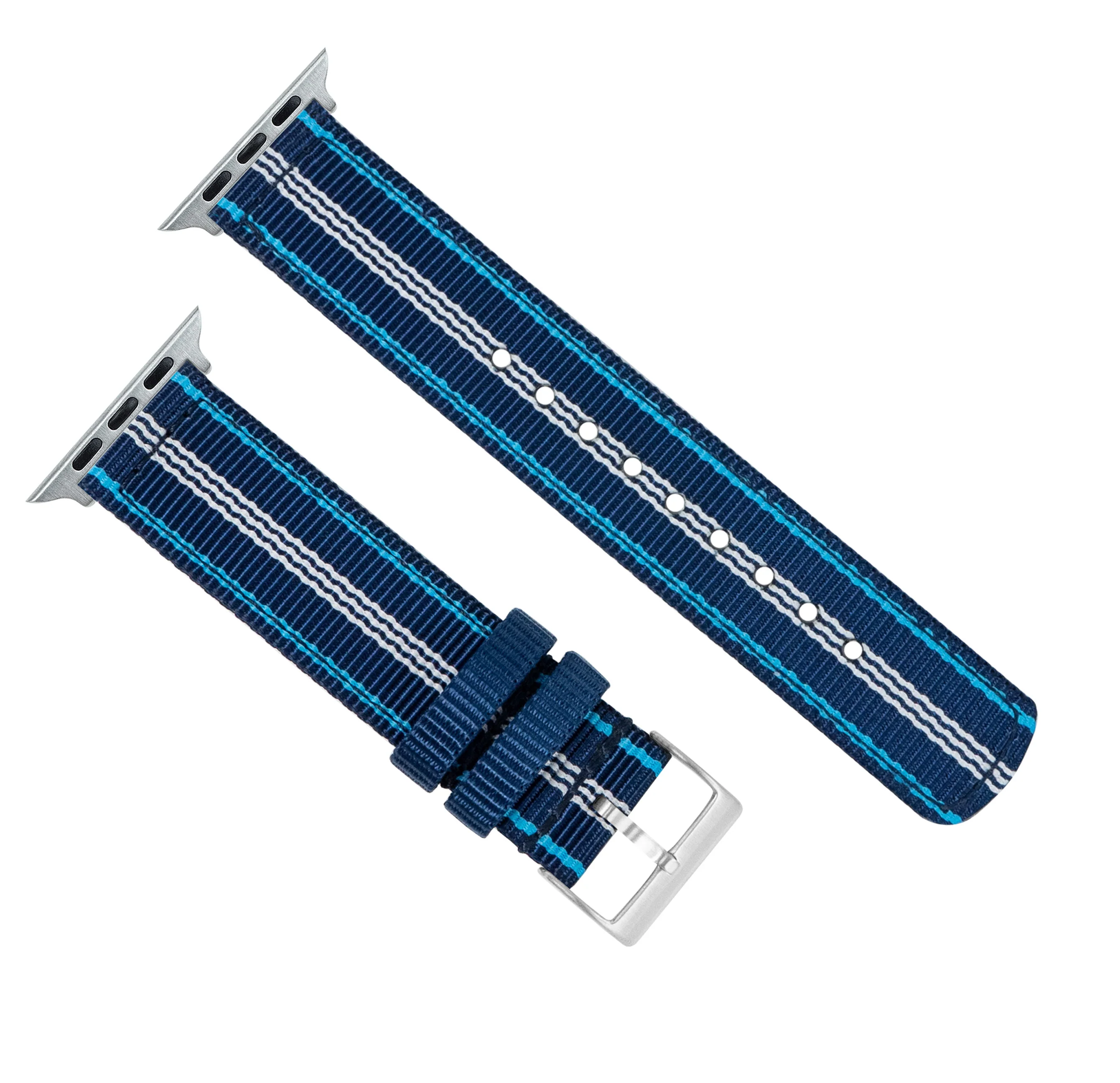Apple Watch Two Piece NATO® style Navy Aqua Blue Watch Band - Image 8