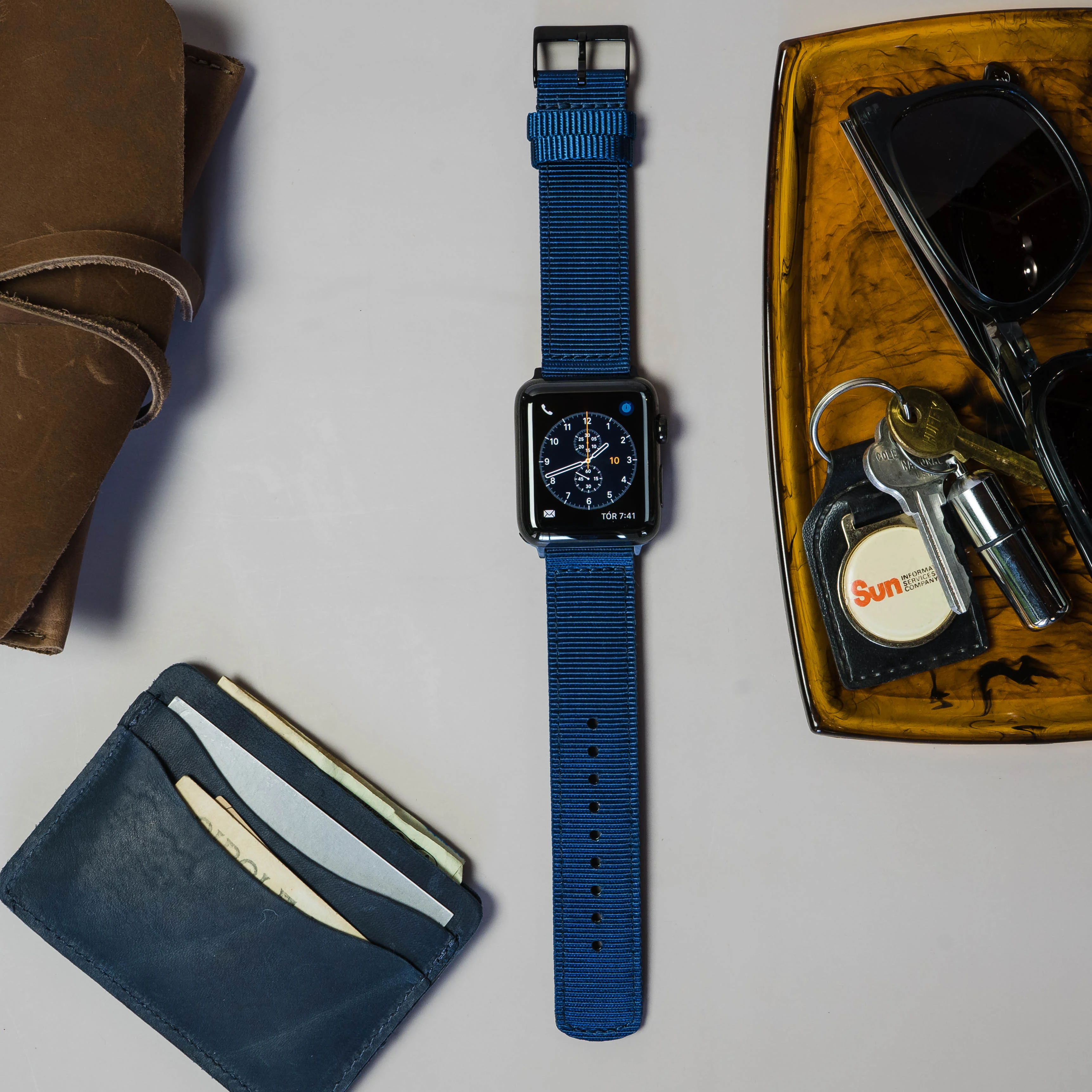 Apple Watch Two Piece NATO® style Navy Blue Watch Band - Image 3