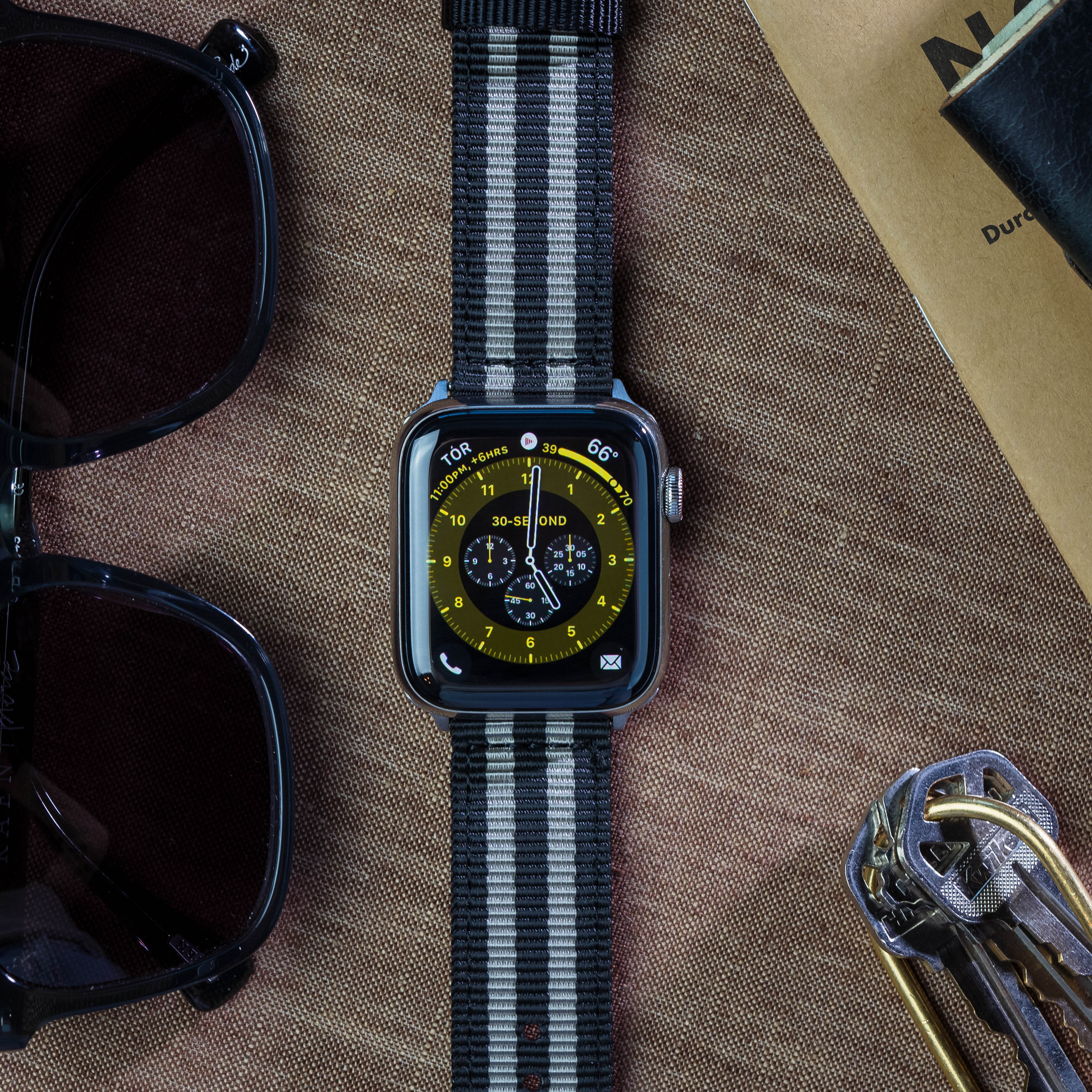 Apple Watch Two Piece NATO® style Smoke Black Bond Watch Band - Image 3