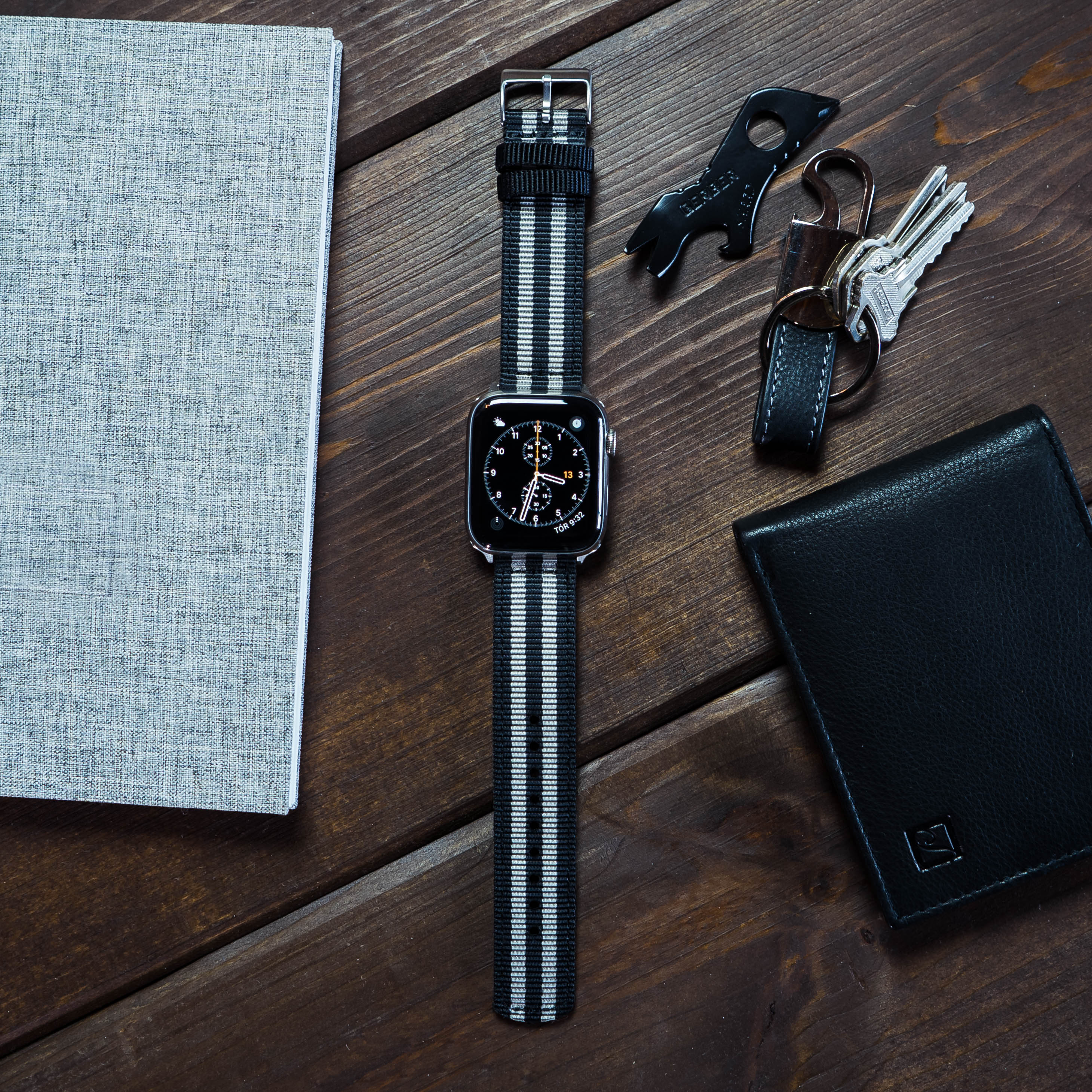 Apple Watch Two Piece NATO® style Smoke Black Bond Watch Band - Image 4