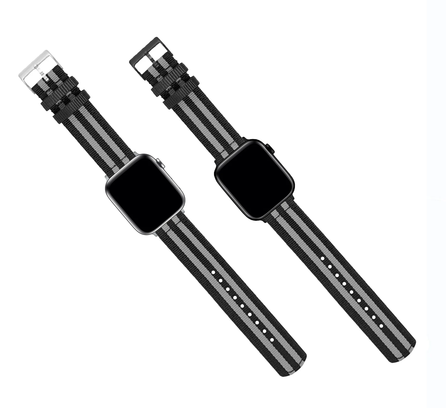 Apple Watch Two Piece NATO® style Smoke Black Bond Watch Band - Image 5