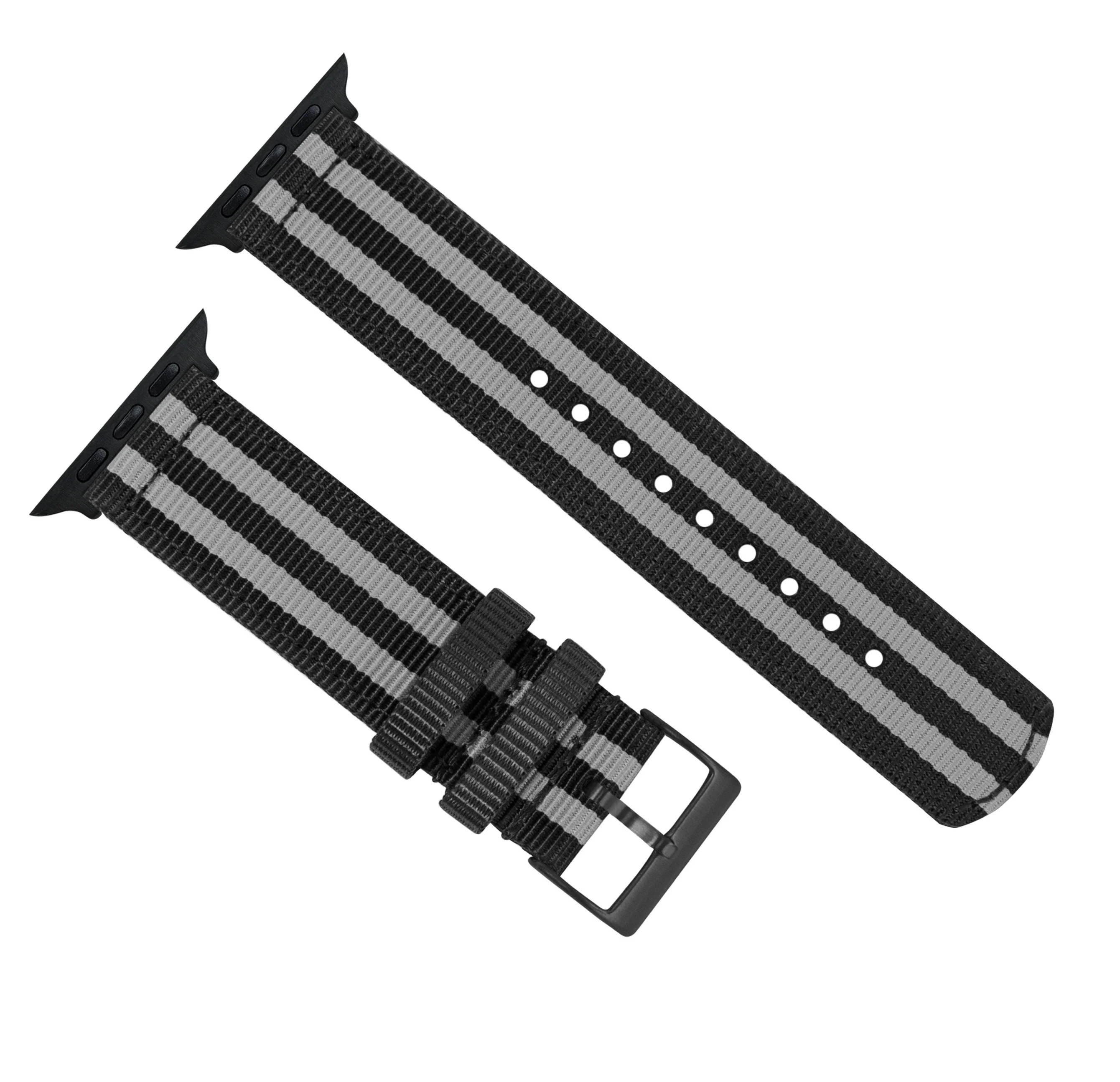 Apple Watch Two Piece NATO® style Smoke Black Bond Watch Band - Image 9