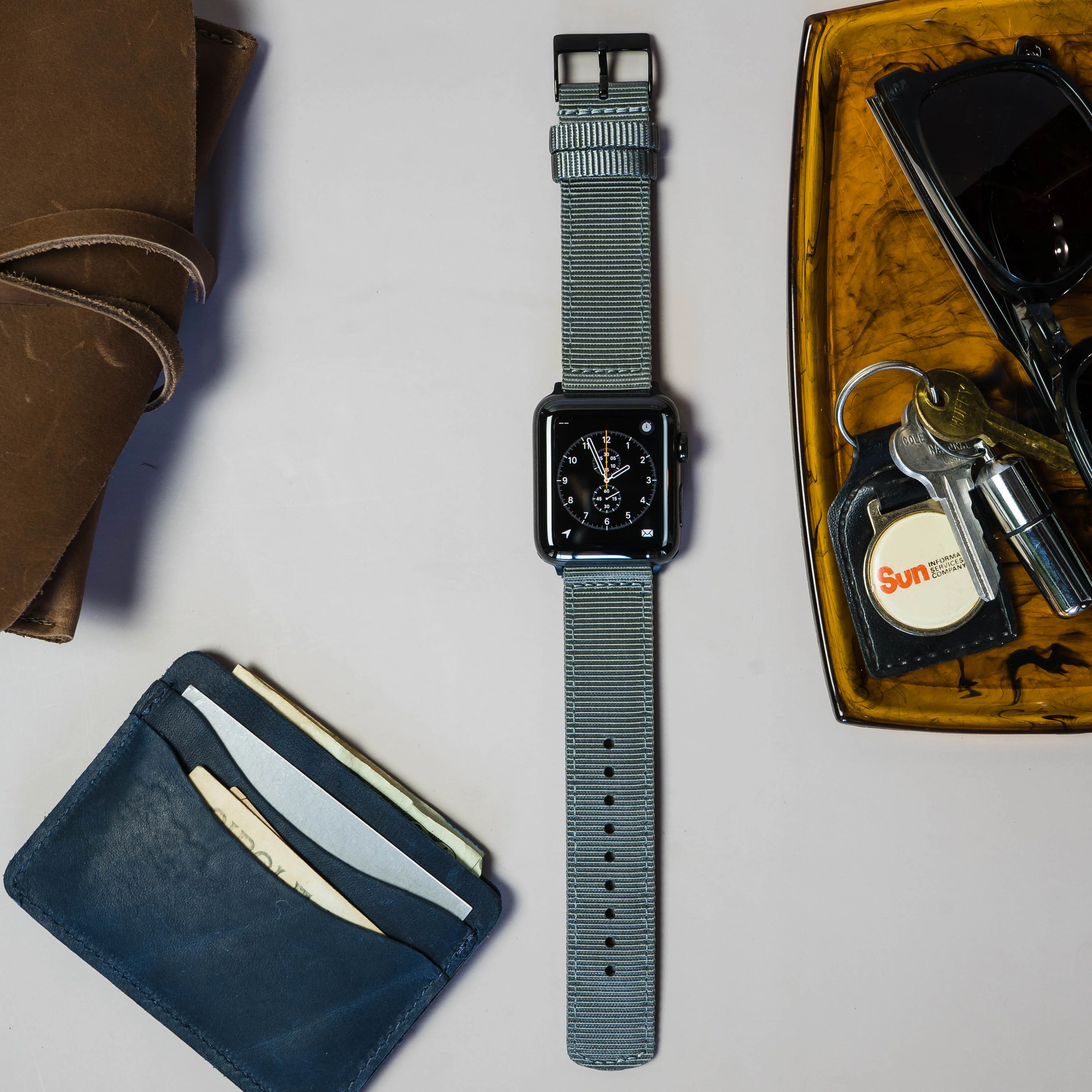 Apple Watch Two Piece NATO® style Smoke Grey Watch Band - Image 3