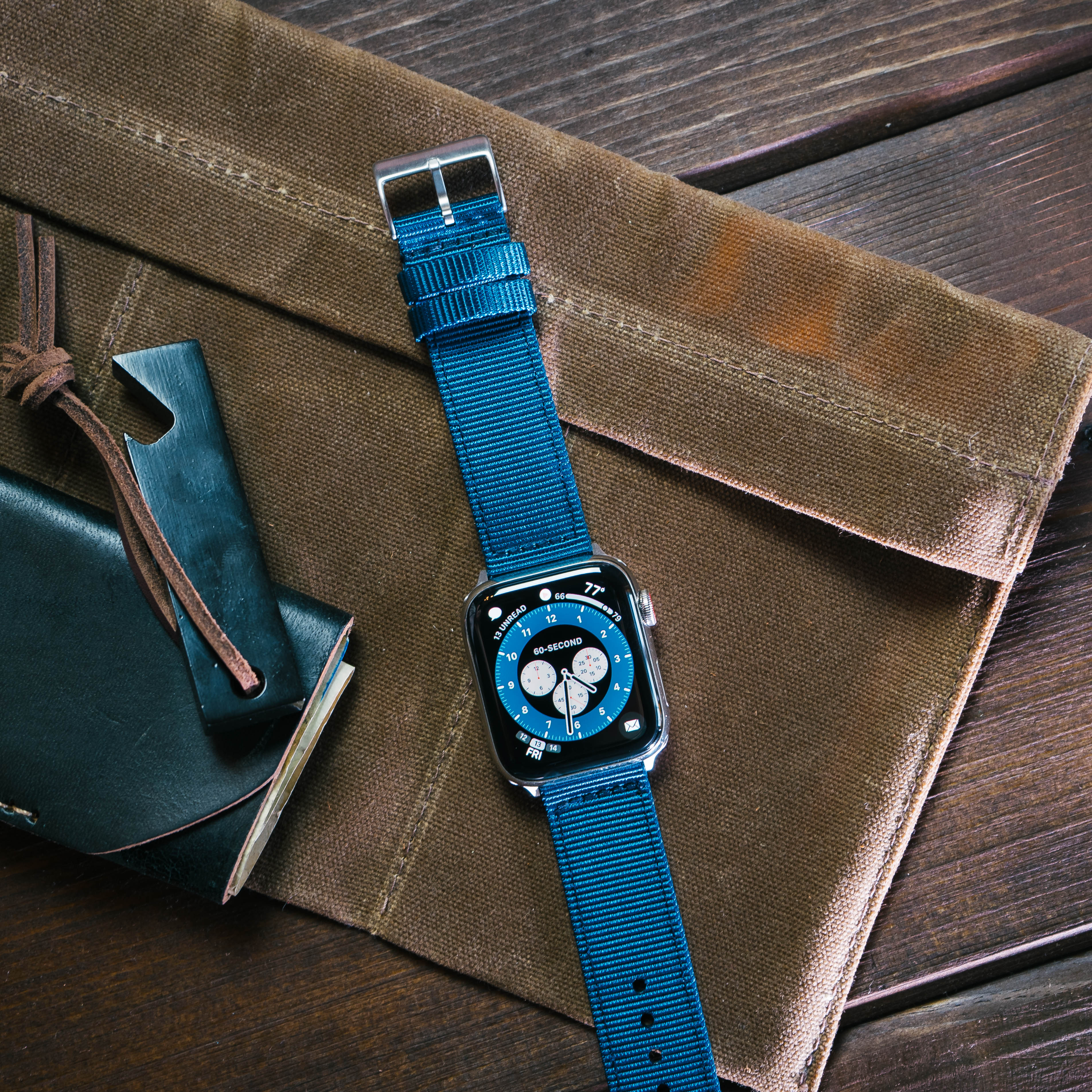 Apple Watch Two Piece NATO® style Steel Blue Watch Band - Image 3