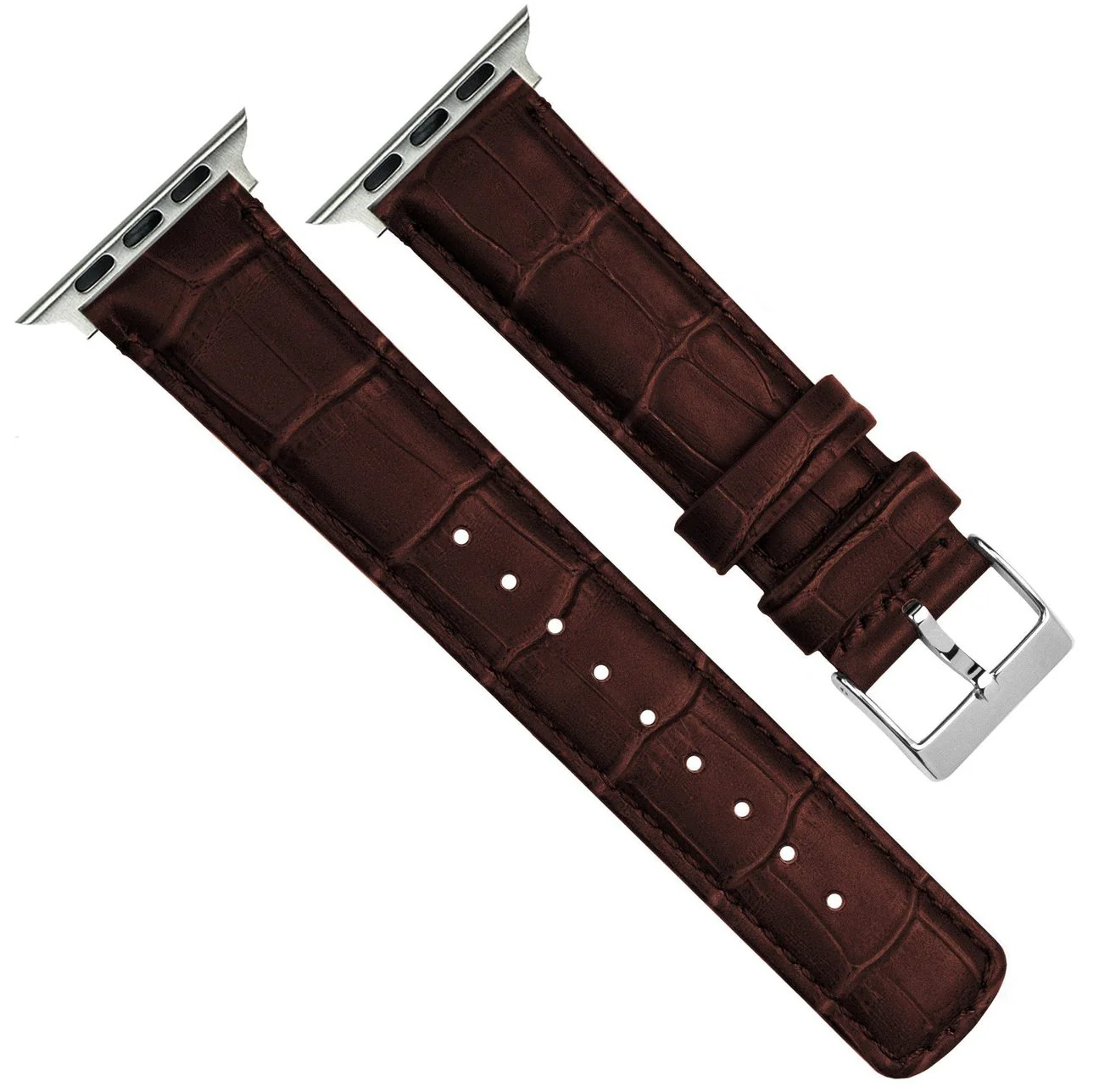 Ultra & Ultra 2 Coffee Brown Alligator Grain Leather Watch Band - Image 4