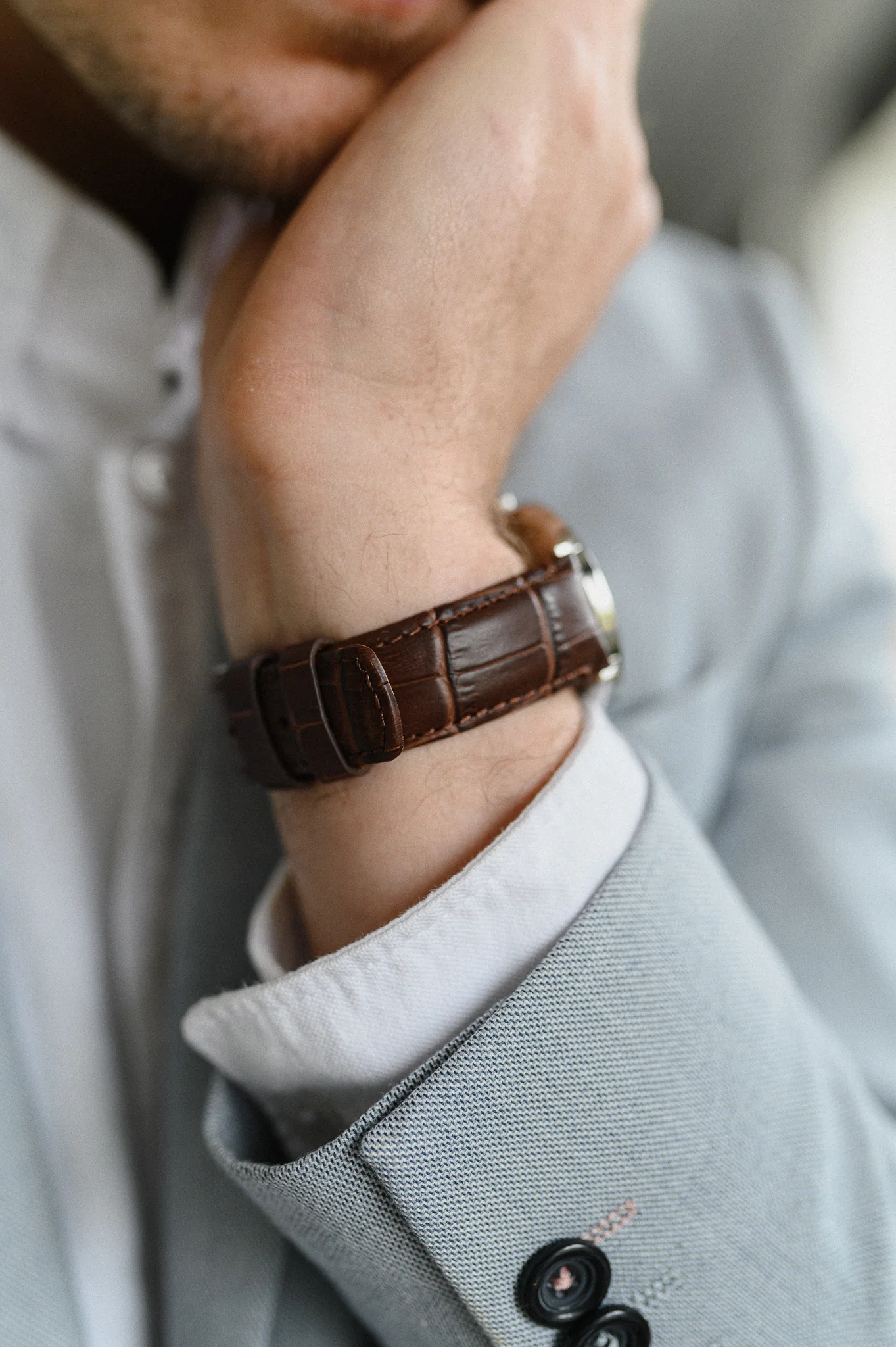 Ultra & Ultra 2 Coffee Brown Alligator Grain Leather Watch Band - Image 6
