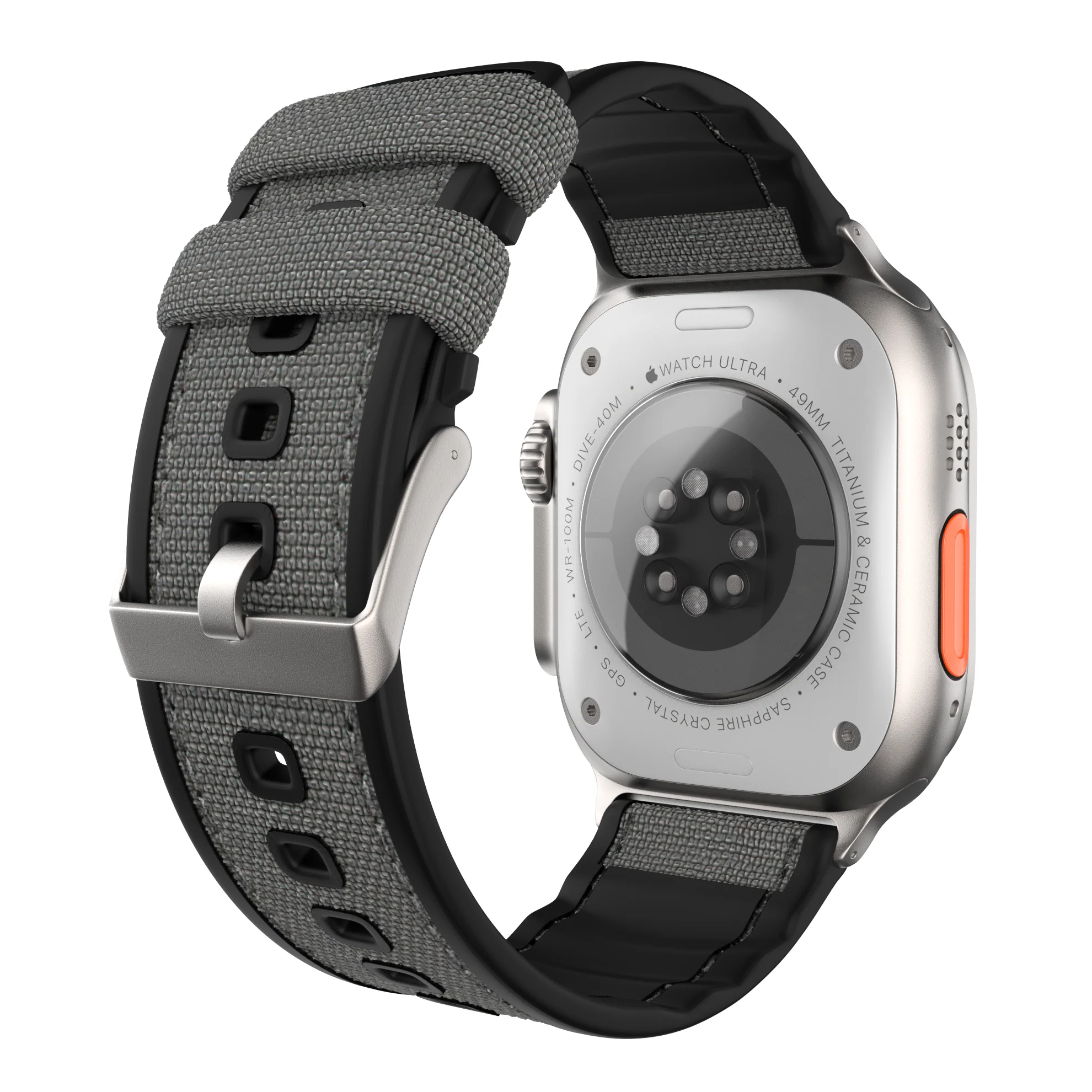 Ultra & Ultra 2 Smoke Grey Cordura Fabric And Silicone Hybrid Watch Band - Image 2