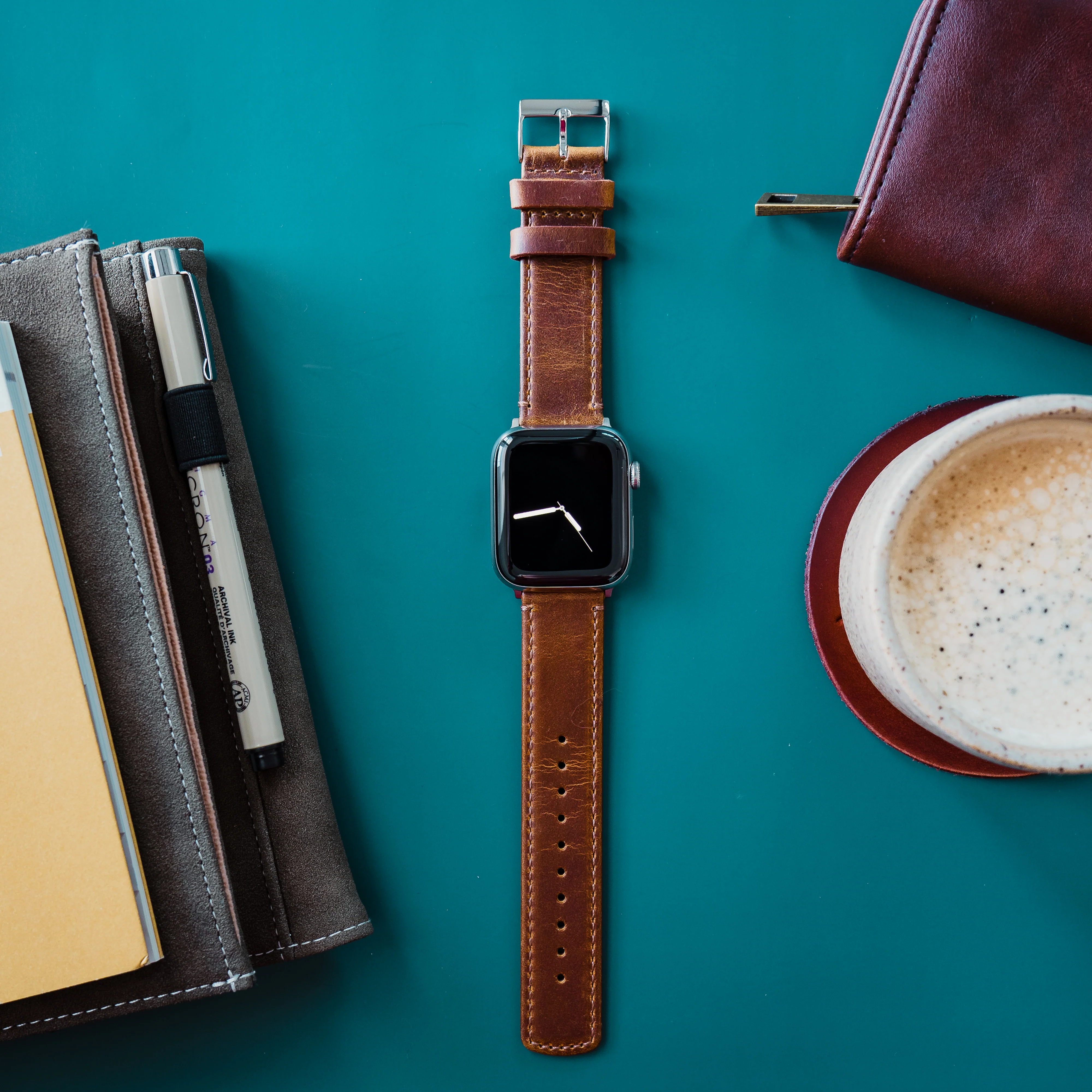 Apple Watch Weathered Brown Leather Watch Band - Image 3