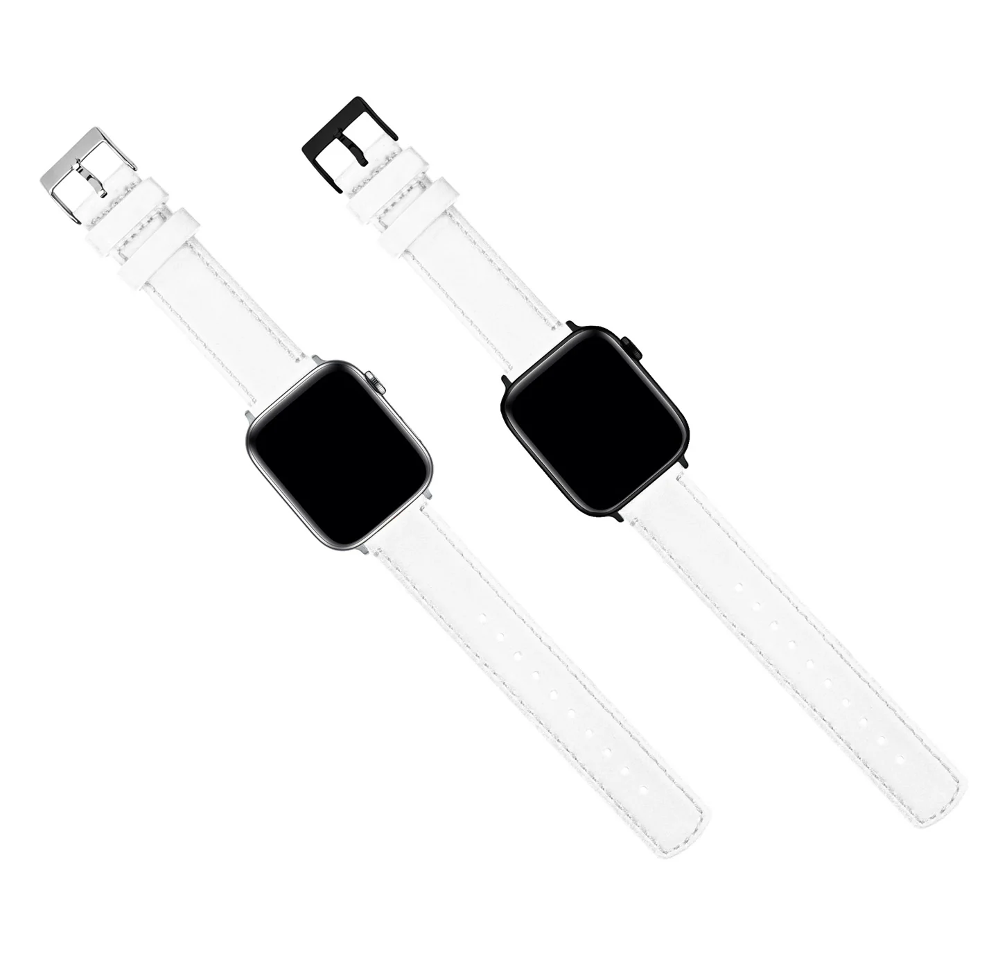 Apple Watch White Leather Stitching Watch Band - Image 3