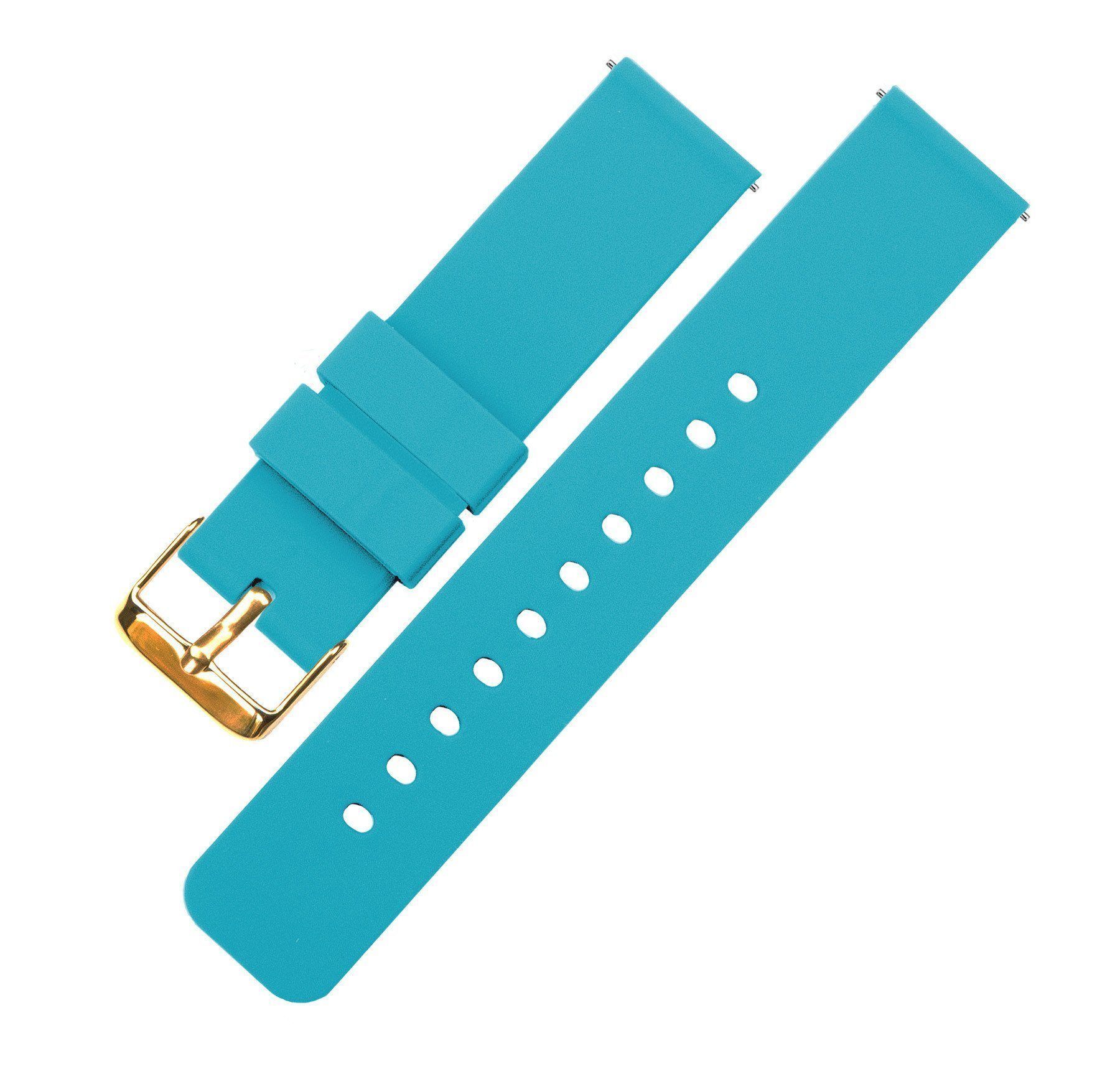 Aqua Blue Quick Release Silicone Rubber Watch Band - Image 10