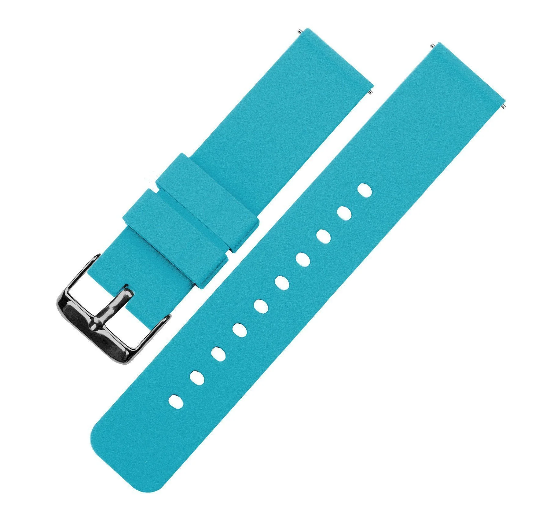 Aqua Blue Quick Release Silicone Rubber Watch Band - Image 8
