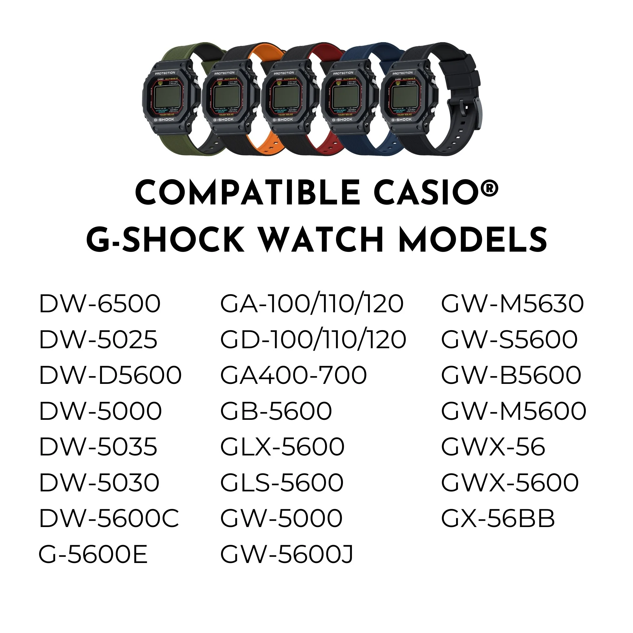 Army Green Elite Silicone Casio® G-Shock Watch Band - Image 3