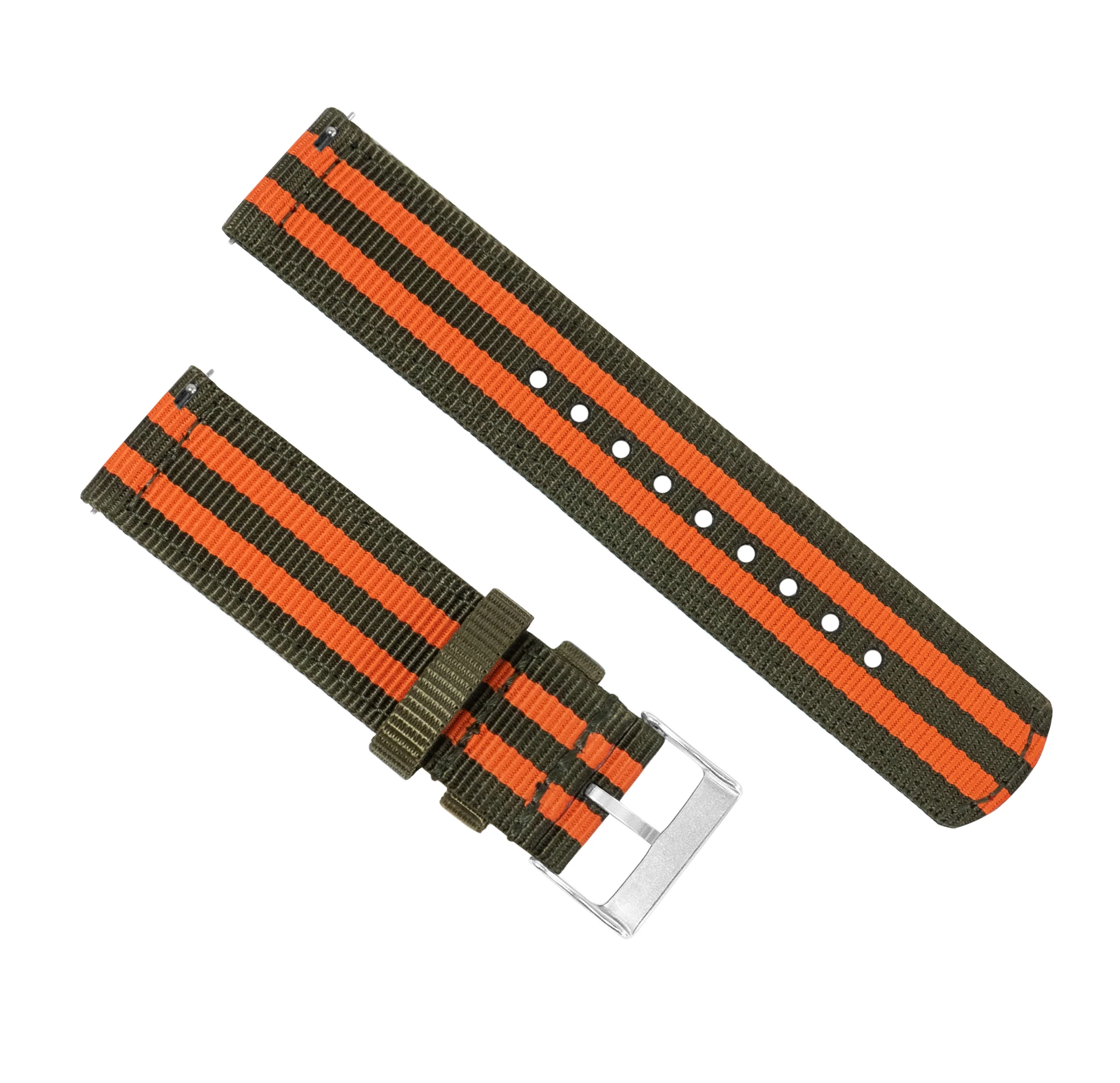 Army Green Orange Two Piece NATO® style Watch Band - Image 4