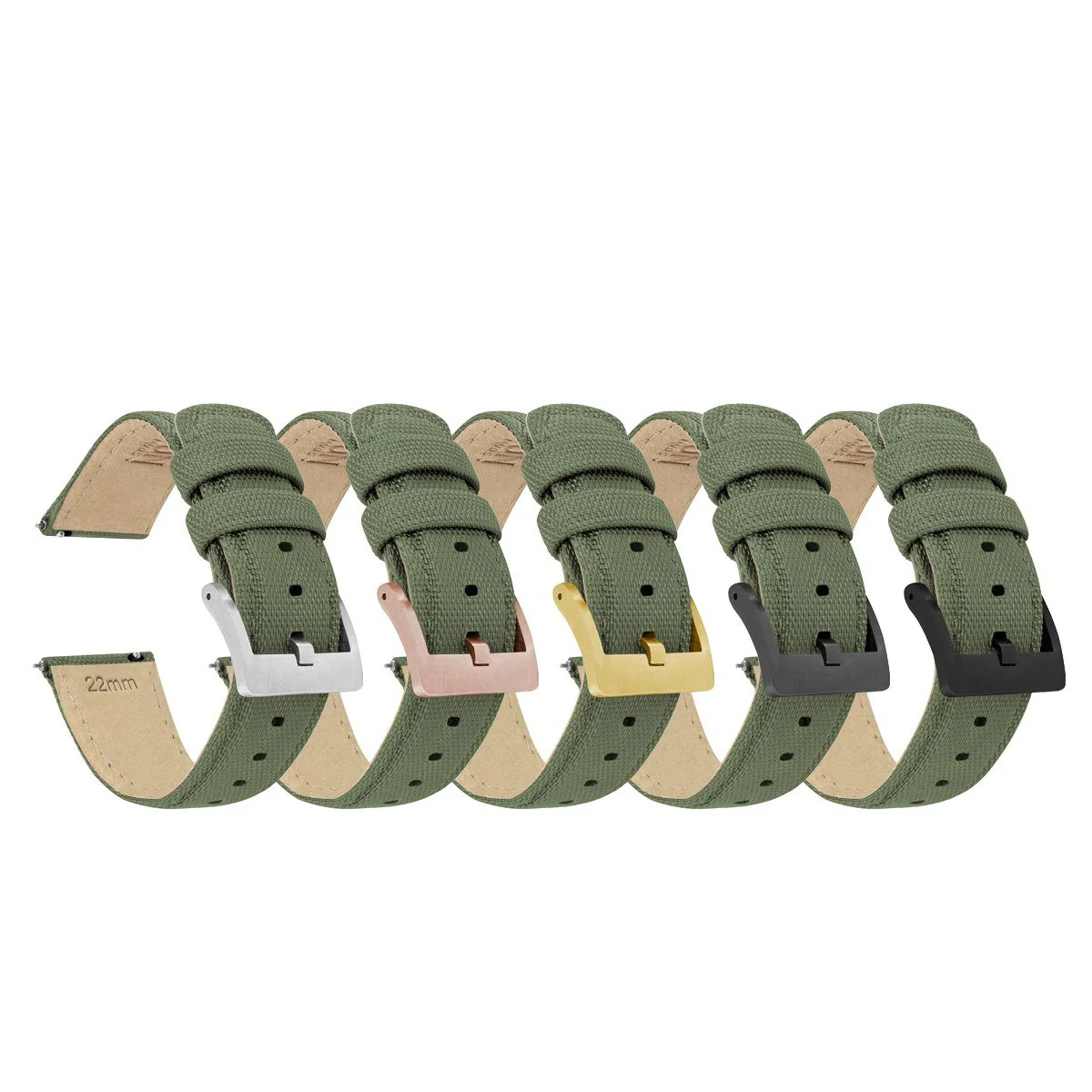 Army Green Sailcloth Quick Release Watch Band - Image 5