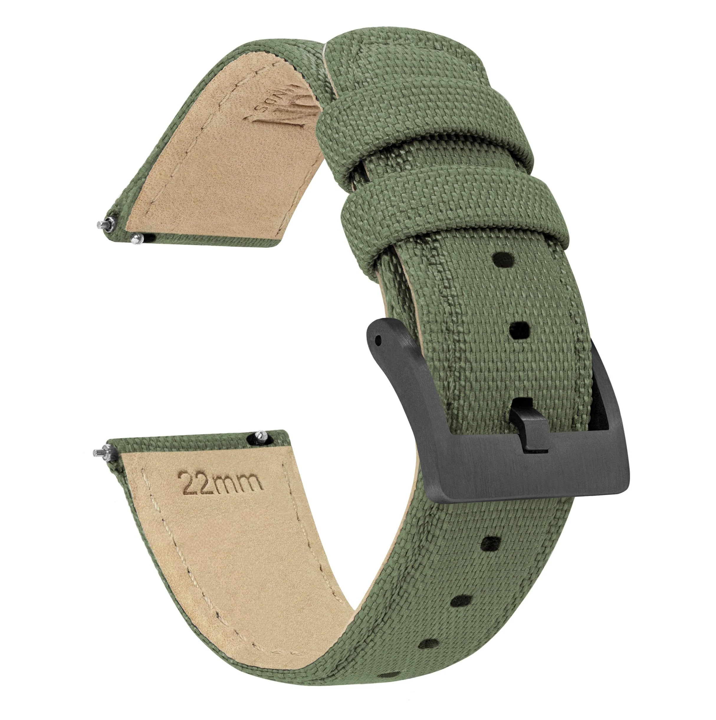 Army Green Sailcloth Quick Release Watch Band - Image 6